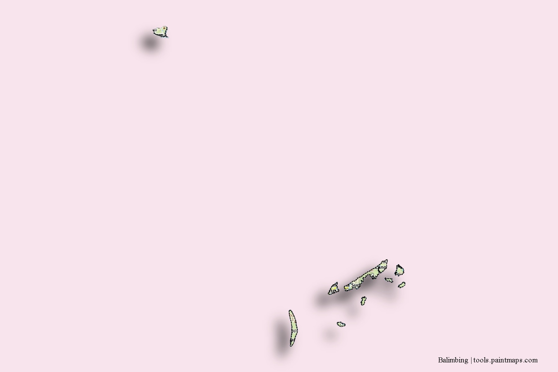 Mapa de barrios y pueblos de Balimbing con efecto de sombra 3D