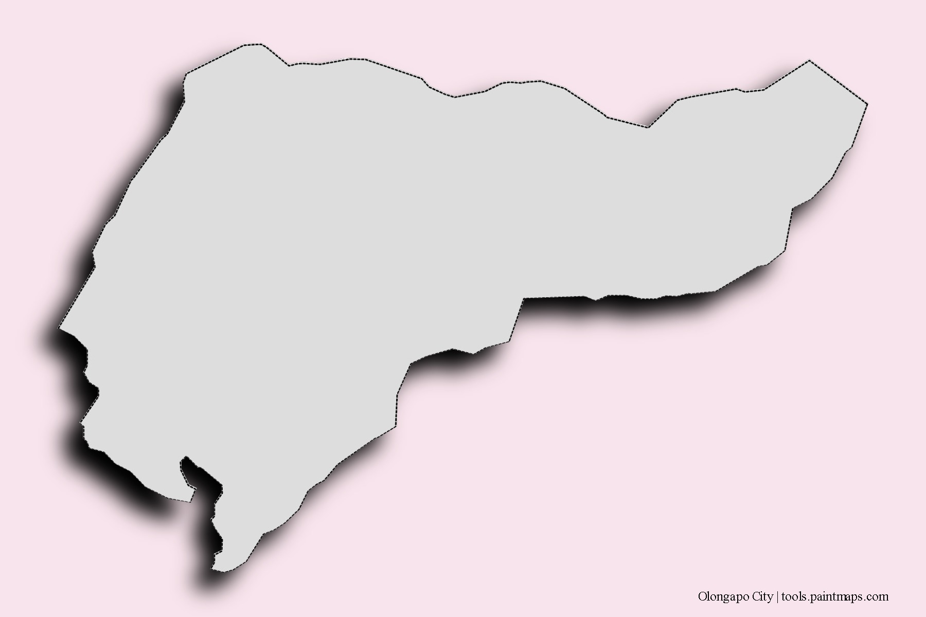 Mapa de barrios y pueblos de Olongapo City con efecto de sombra 3D