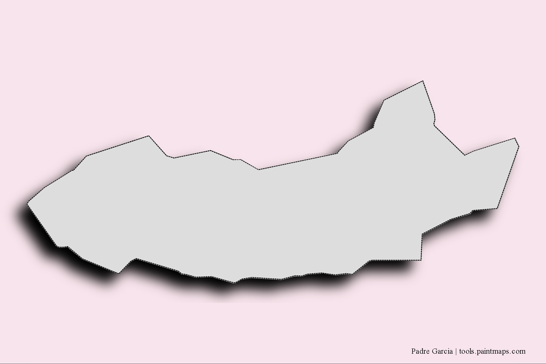 Mapa de barrios y pueblos de Padre Garcia con efecto de sombra 3D