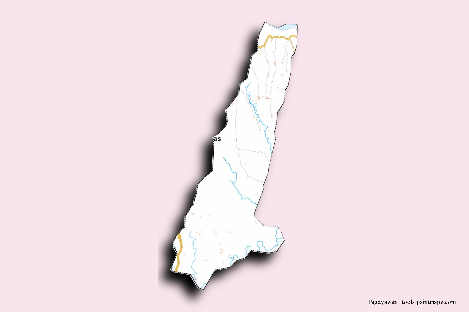 Mapa de barrios y pueblos de Pagayawan con efecto de sombra 3D