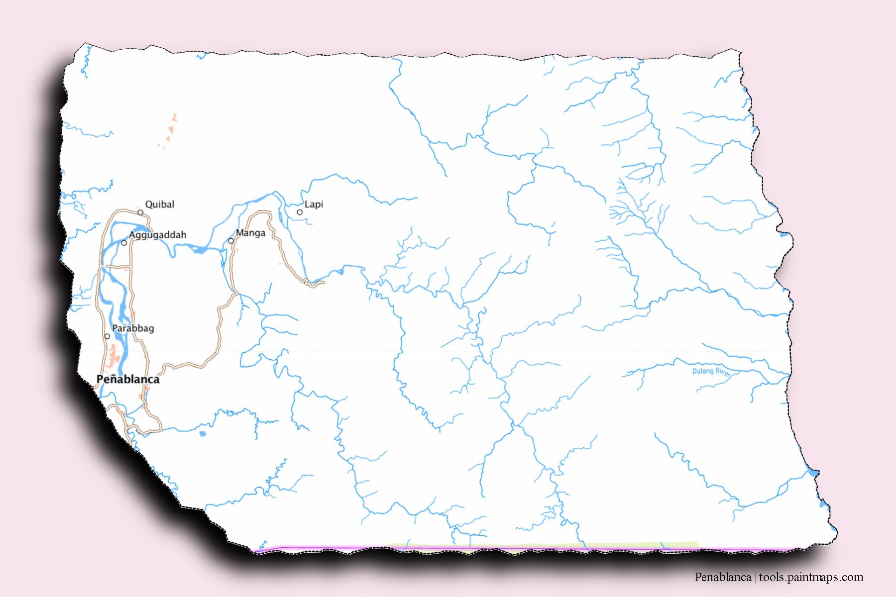 Mapa de barrios y pueblos de Penablanca con efecto de sombra 3D