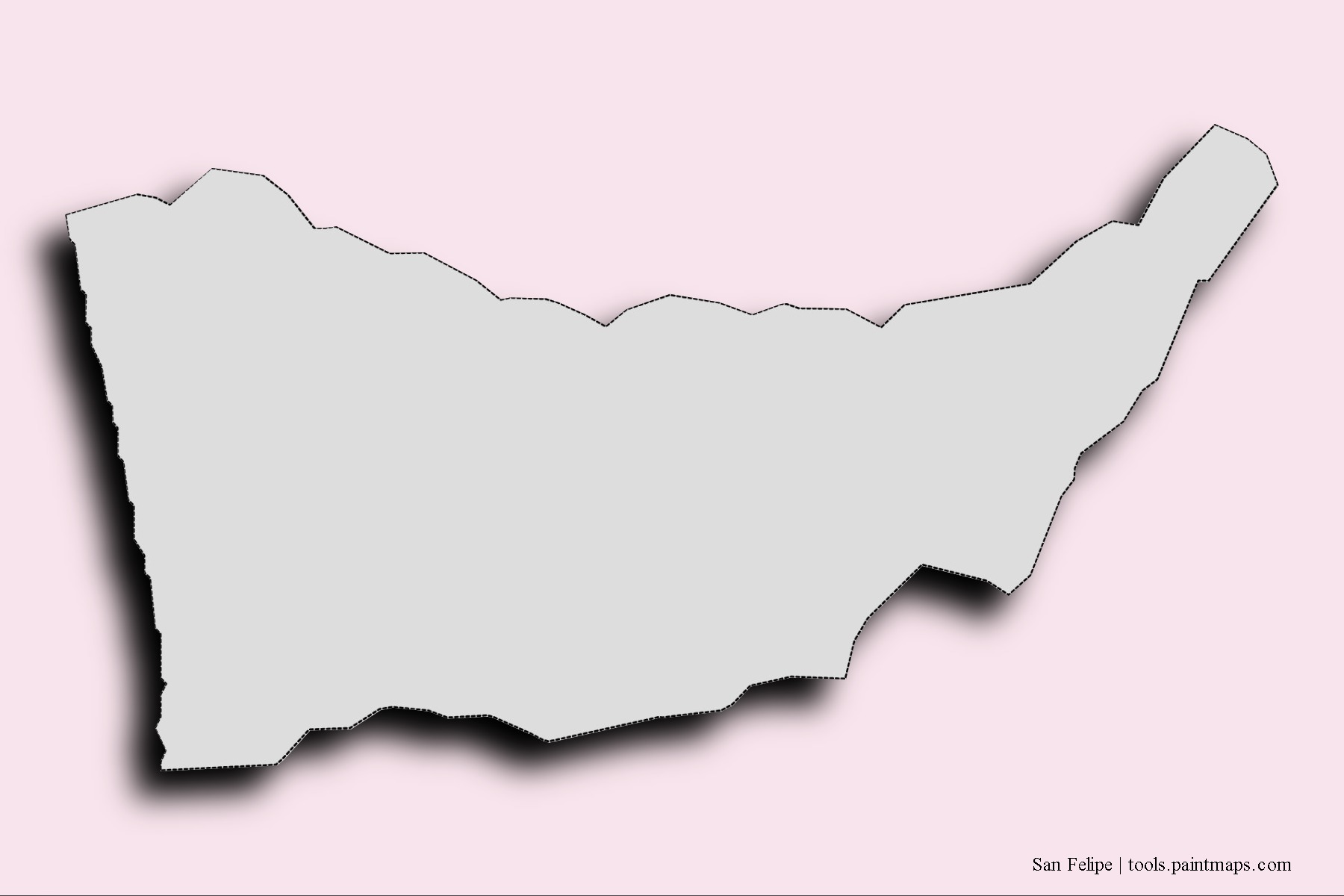 San Felipe neighborhoods and villages map with 3D shadow effect