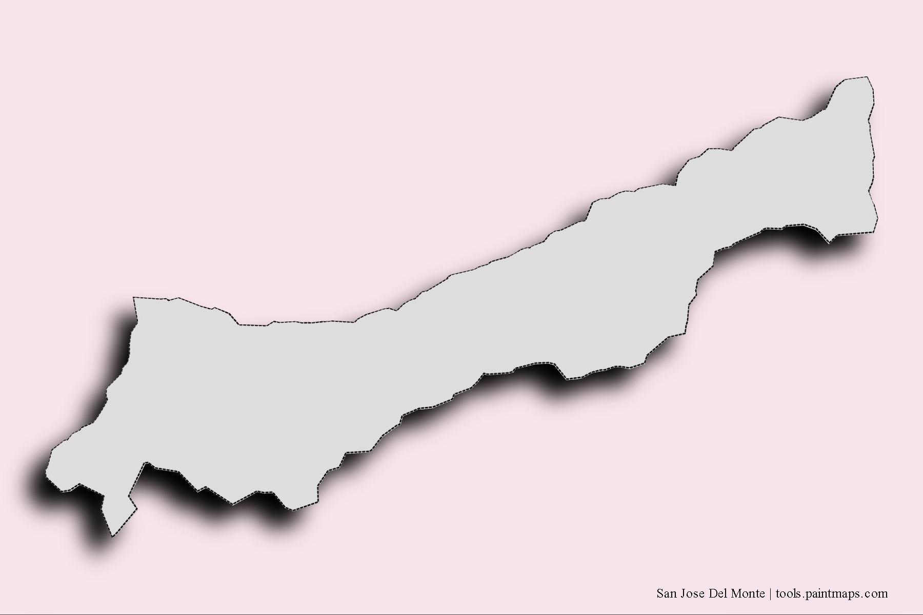 San Jose Del Monte neighborhoods and villages map with 3D shadow effect