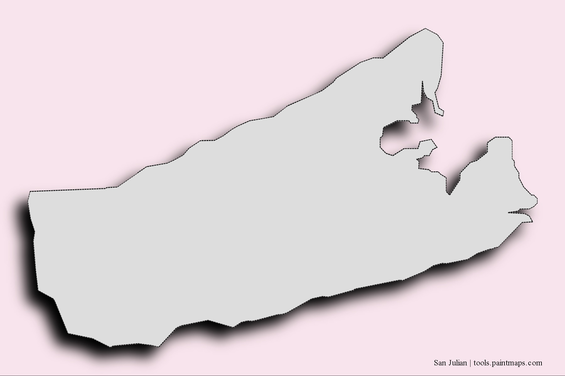 Mapa de barrios y pueblos de San Julian con efecto de sombra 3D