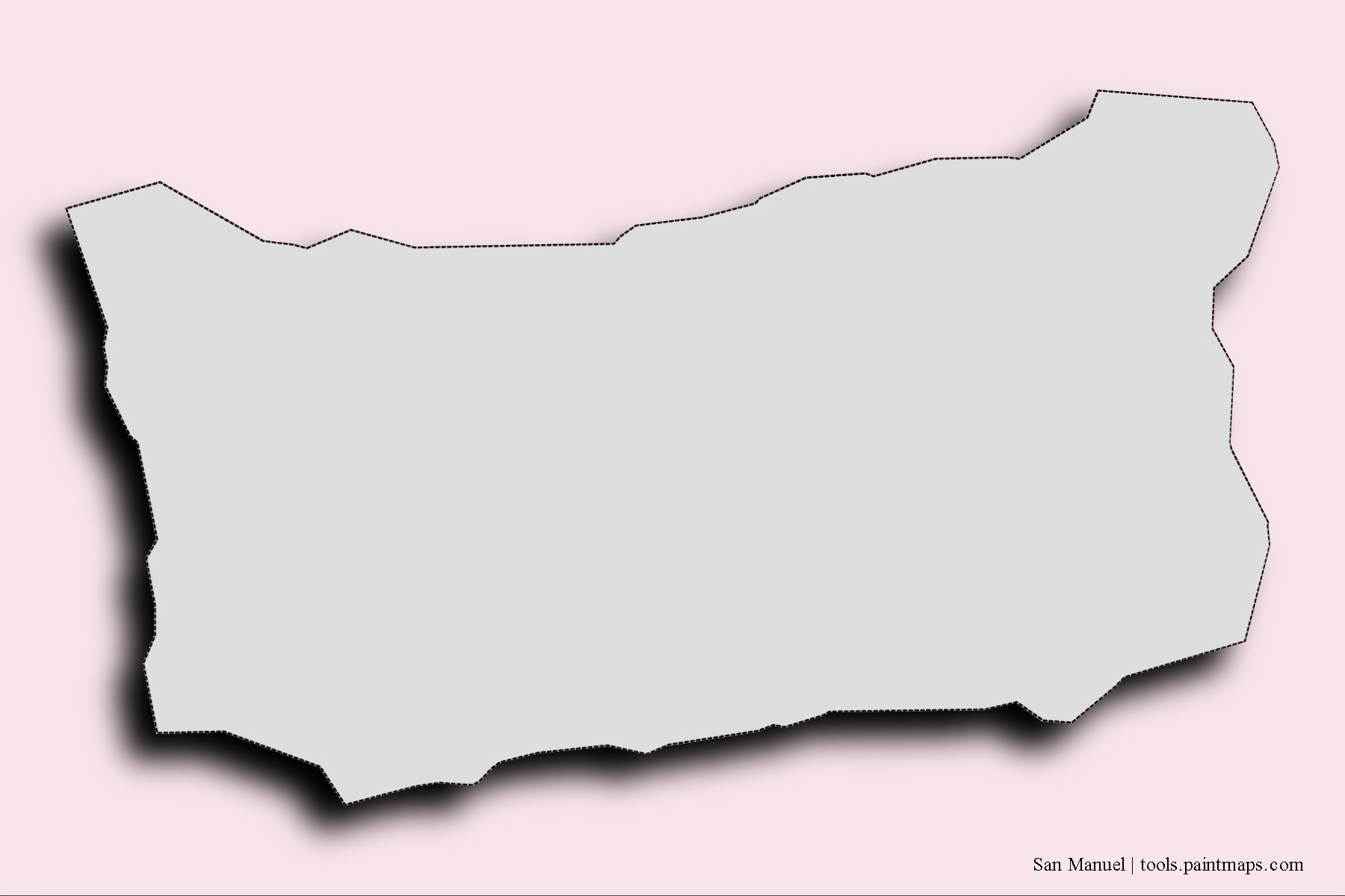 San Manuel neighborhoods and villages map with 3D shadow effect