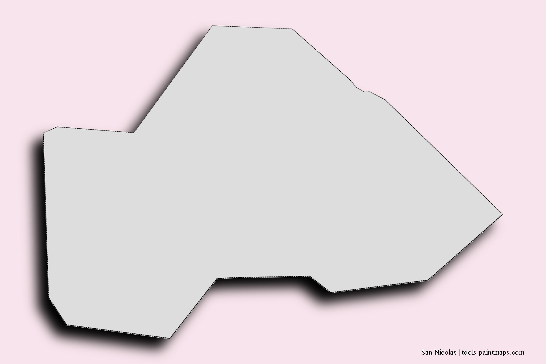 Mapa de barrios y pueblos de San Nicolas con efecto de sombra 3D