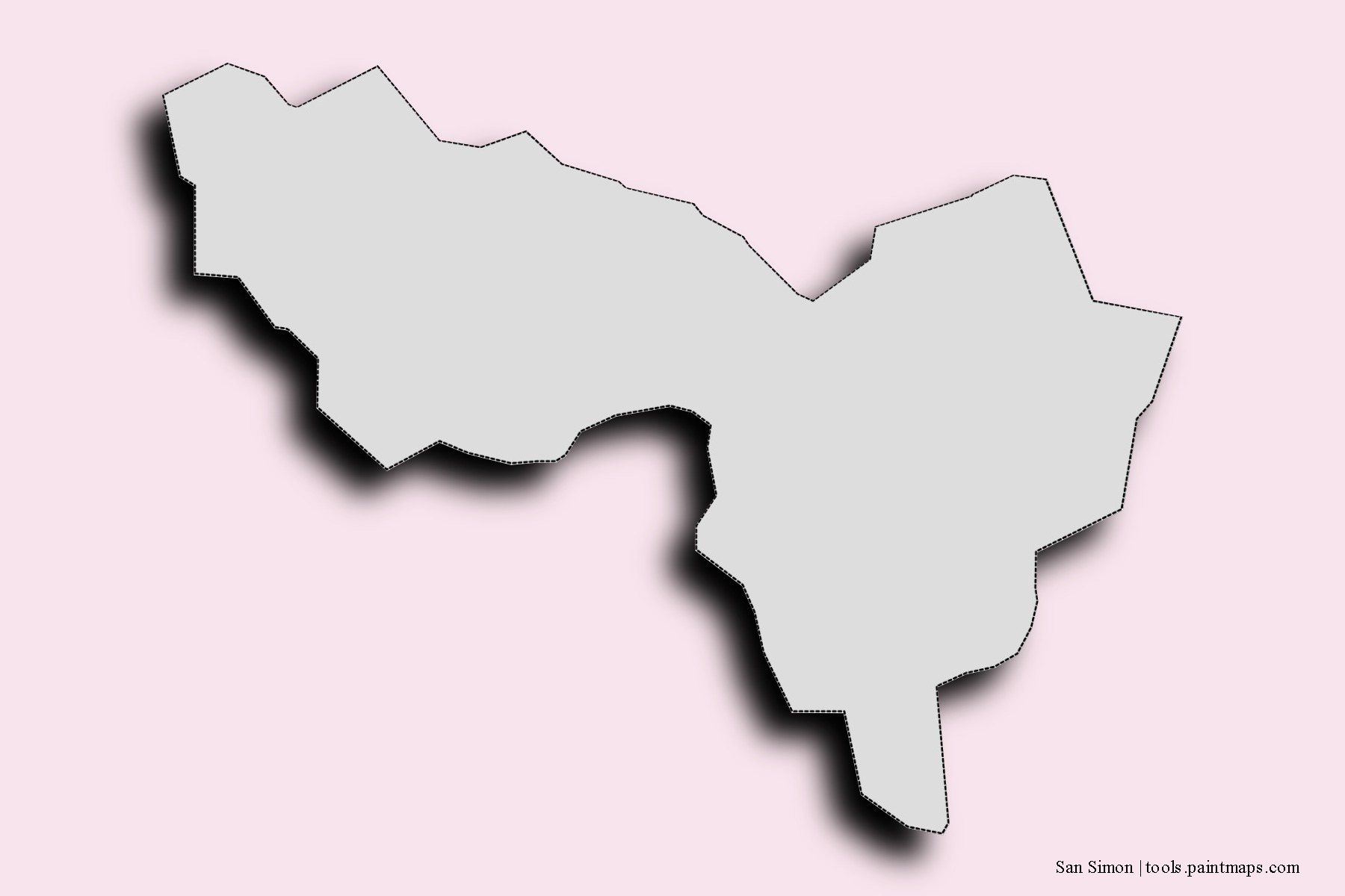 Mapa de barrios y pueblos de San Simon con efecto de sombra 3D