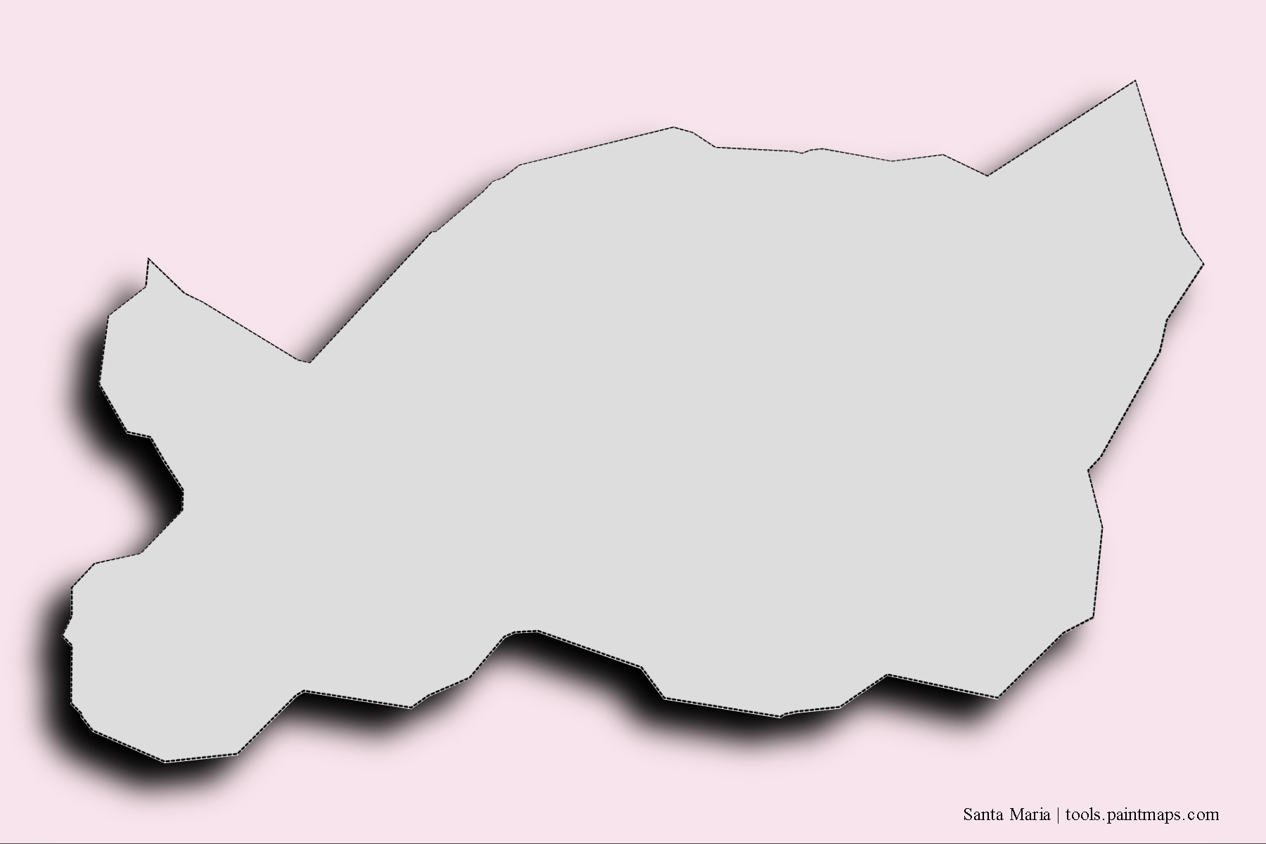 Mapa de barrios y pueblos de Santa Maria con efecto de sombra 3D