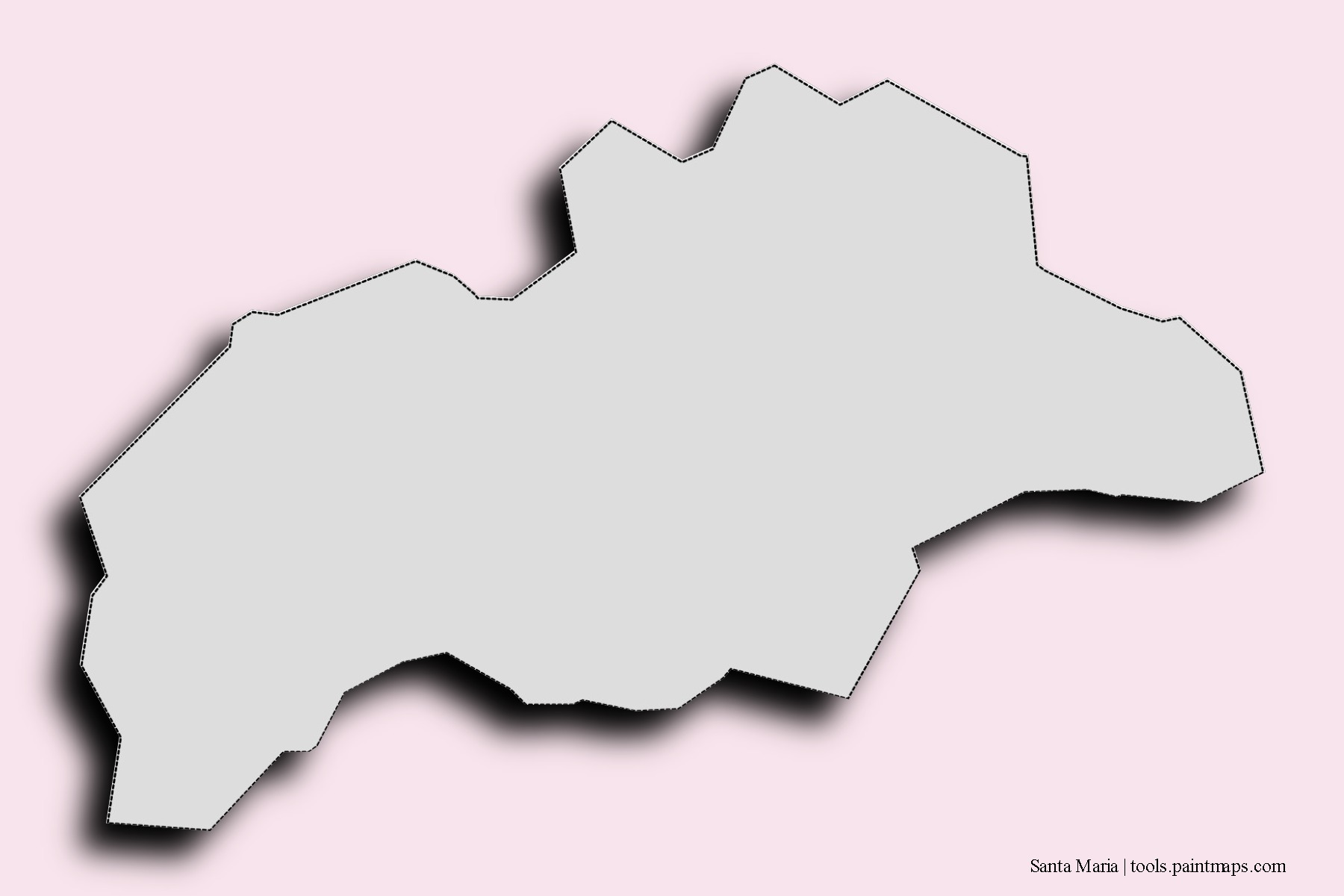 Mapa de barrios y pueblos de Santa Maria con efecto de sombra 3D