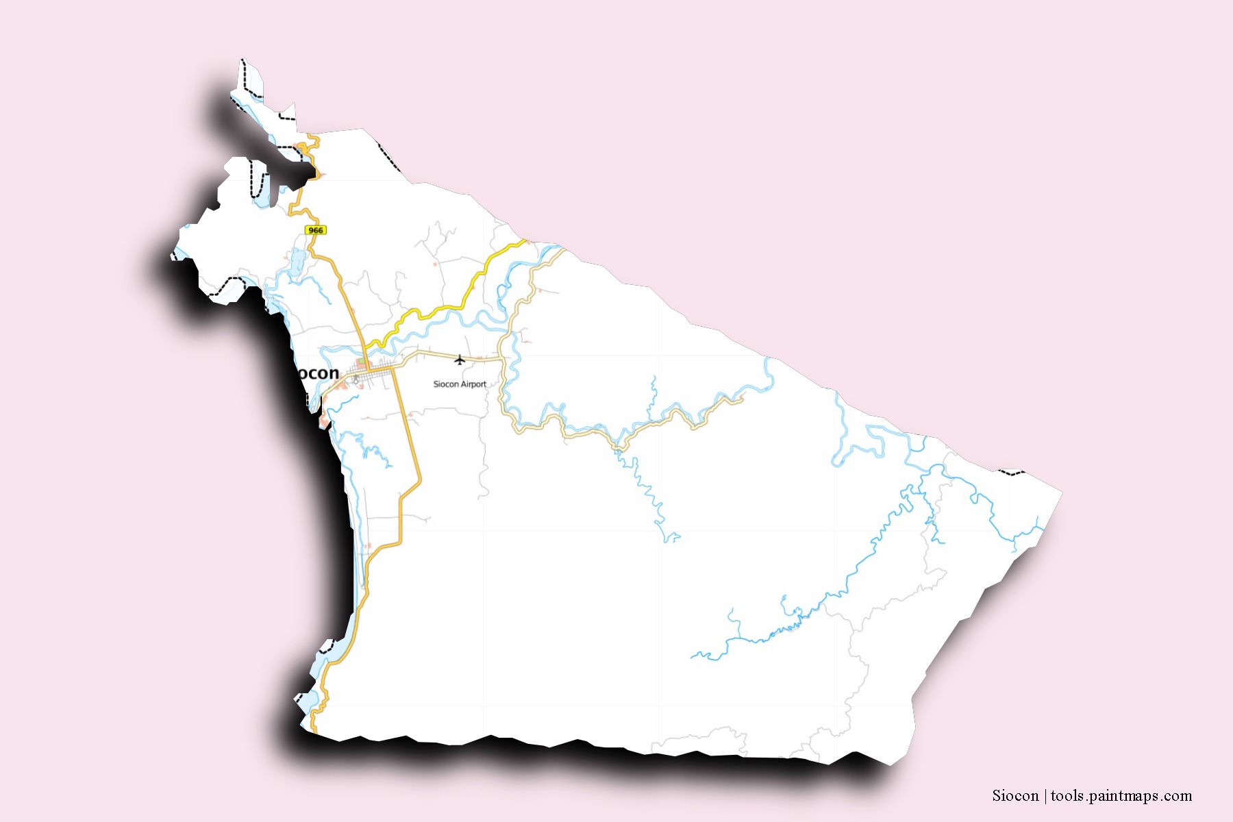 Siocon neighborhoods and villages map with 3D shadow effect