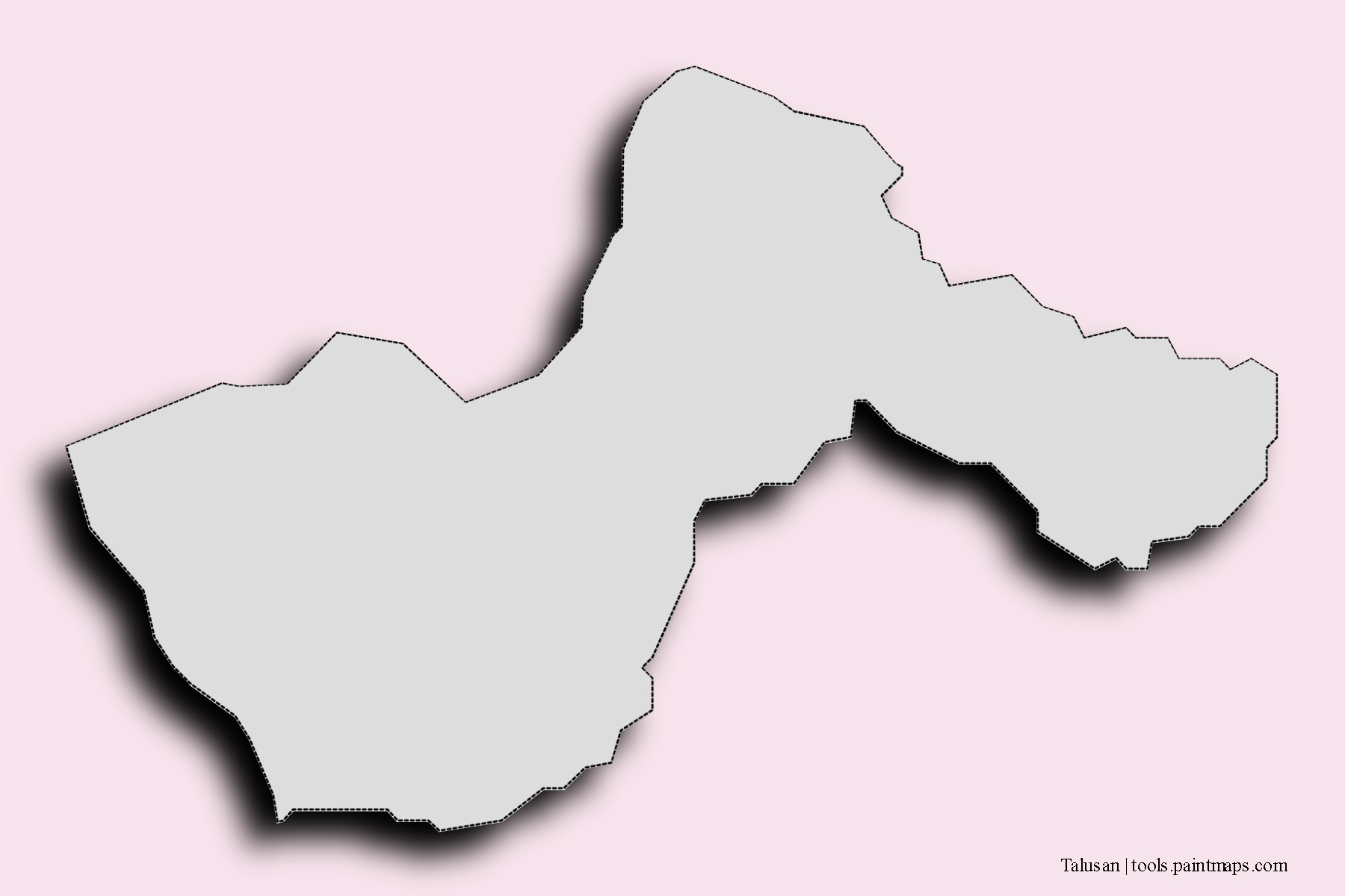 Mapa de barrios y pueblos de Talusan con efecto de sombra 3D