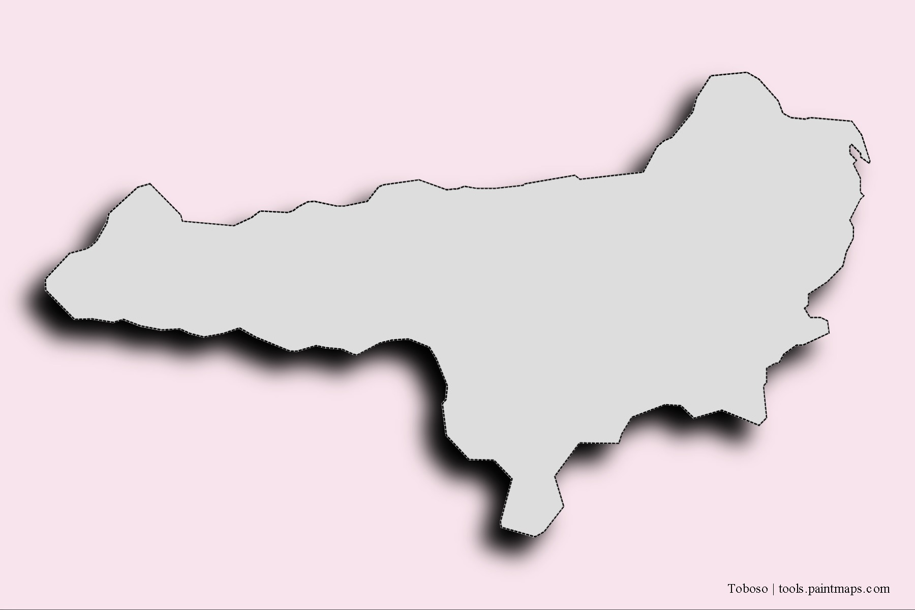 Toboso neighborhoods and villages map with 3D shadow effect