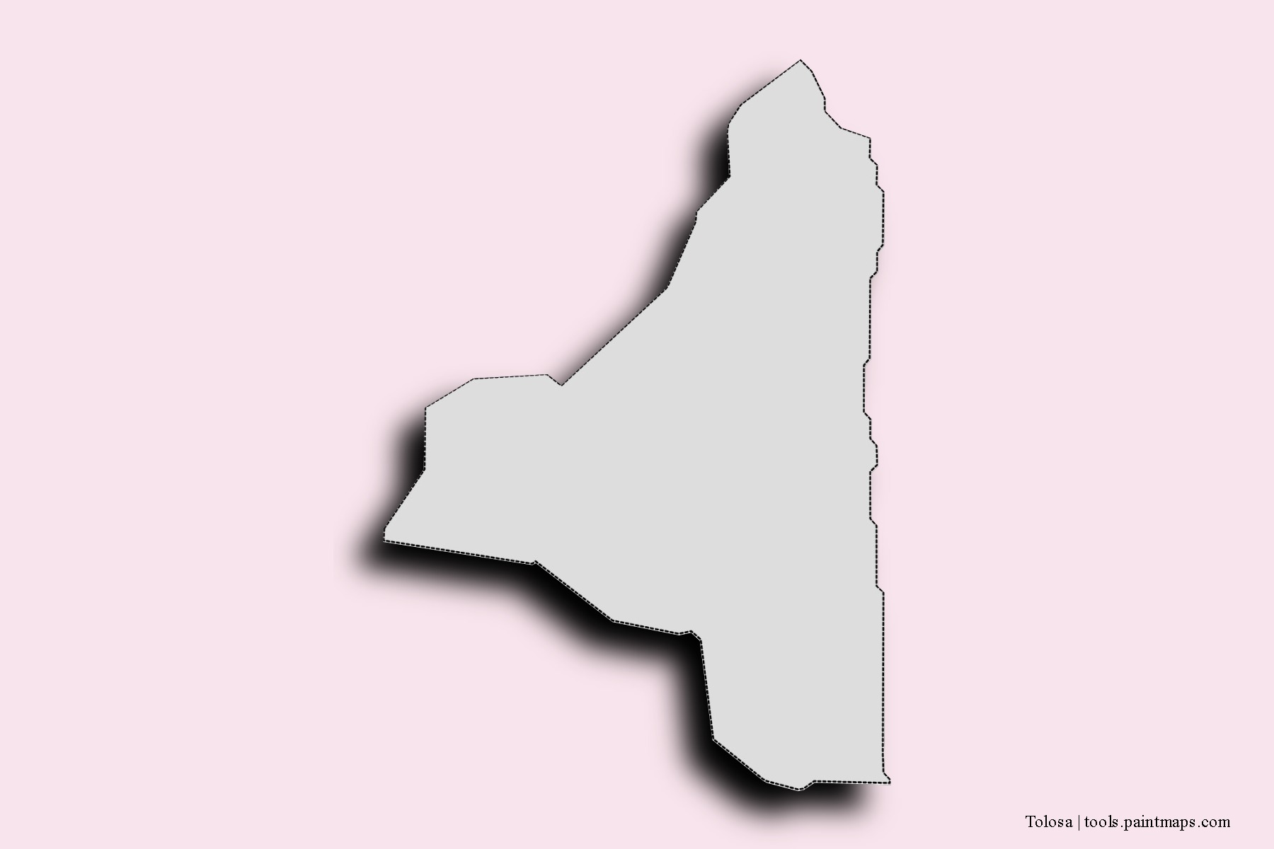 Mapa de barrios y pueblos de Tolosa con efecto de sombra 3D