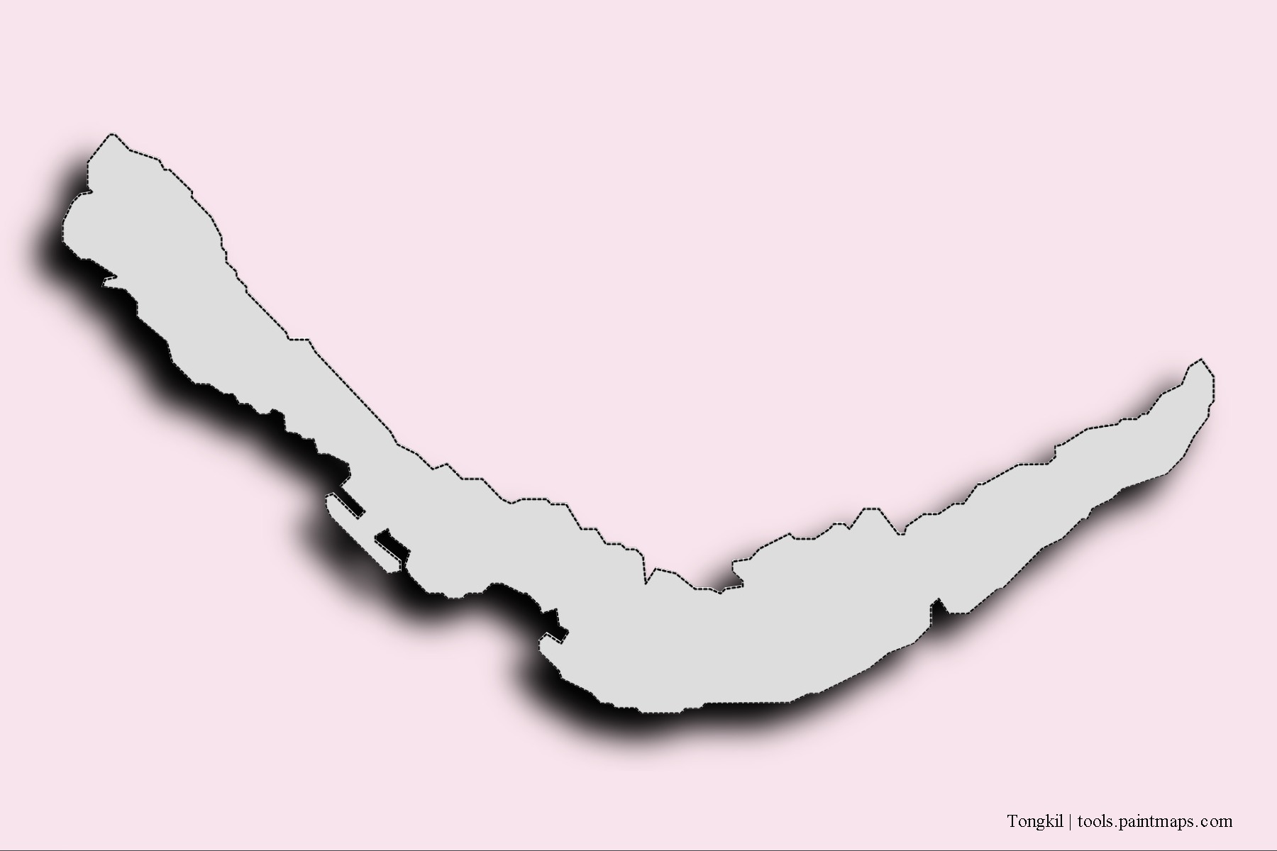 Tongkil neighborhoods and villages map with 3D shadow effect