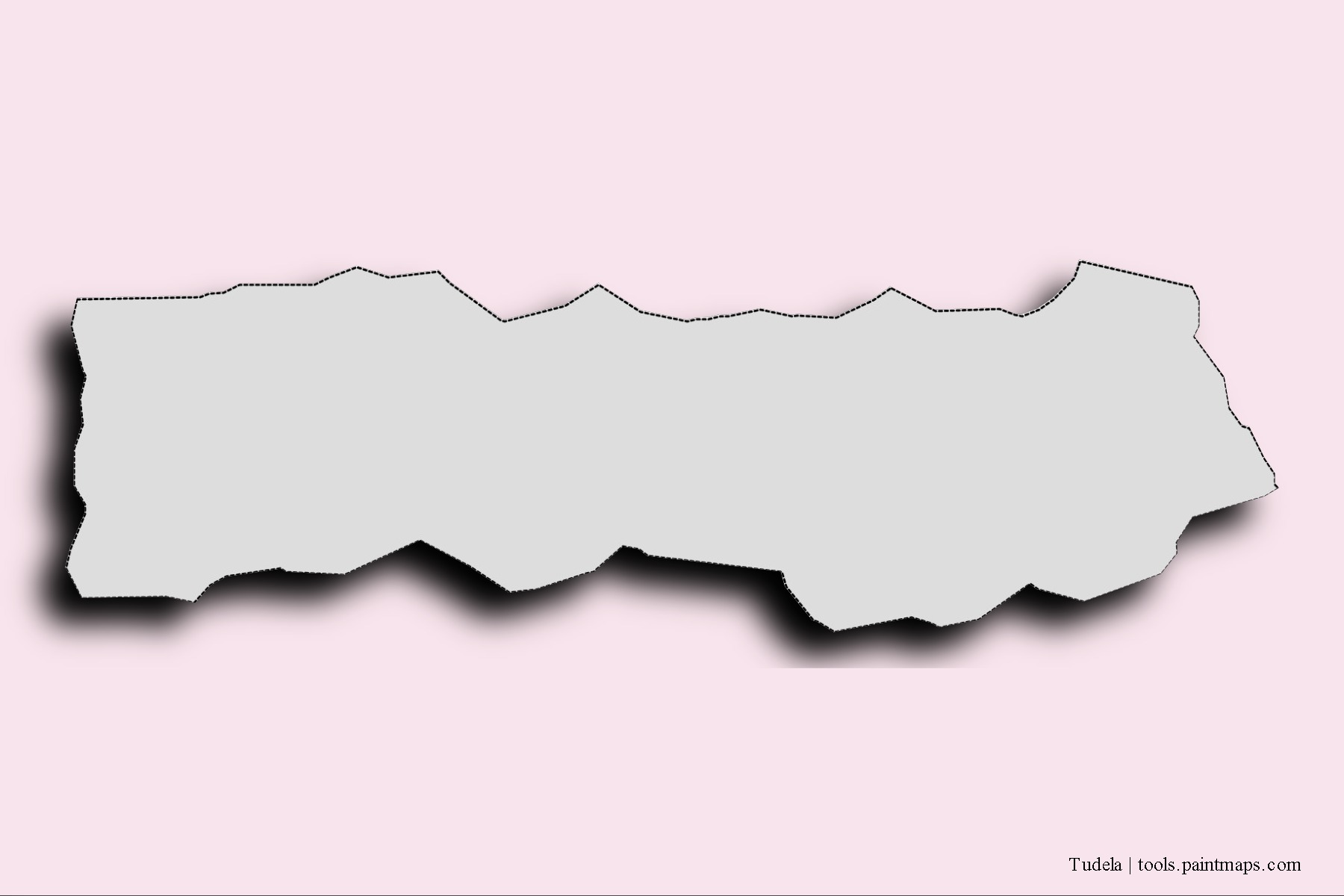 Tudela neighborhoods and villages map with 3D shadow effect