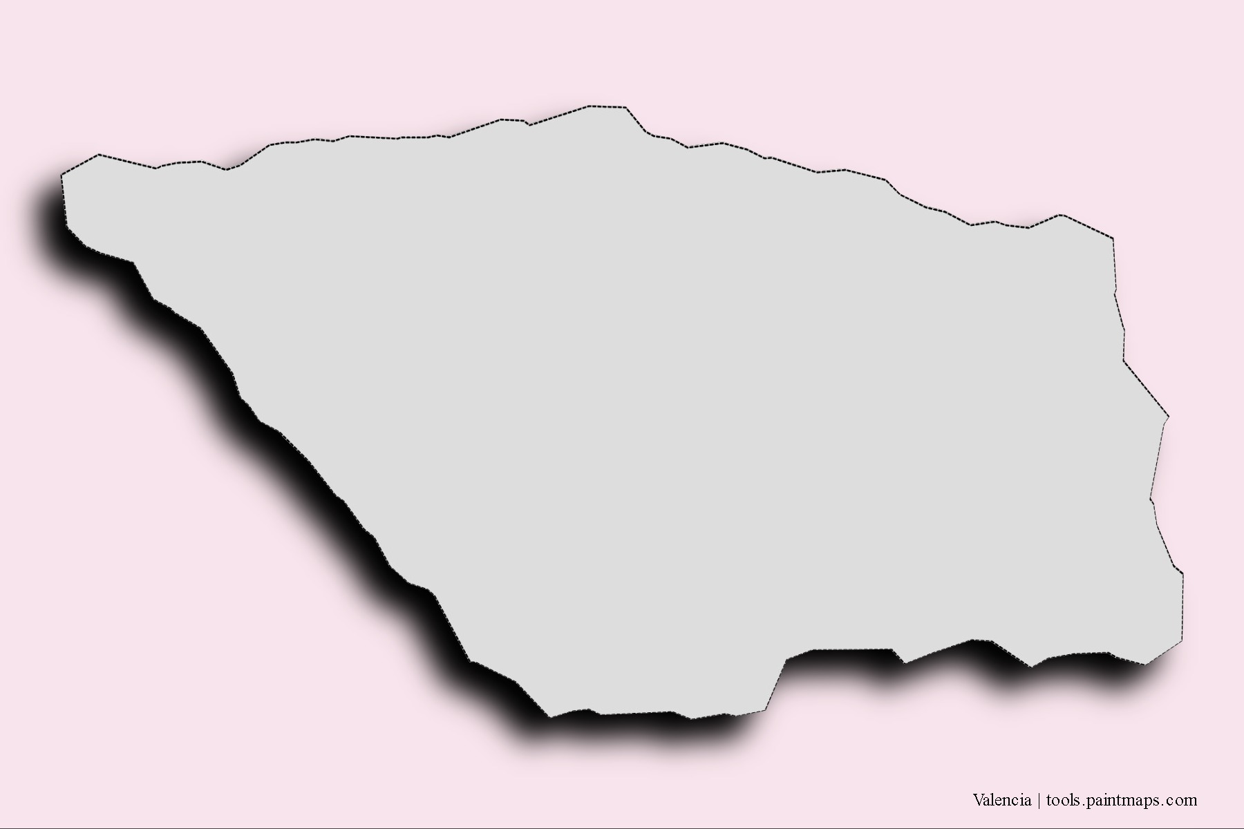 Mapa de barrios y pueblos de Valencia con efecto de sombra 3D