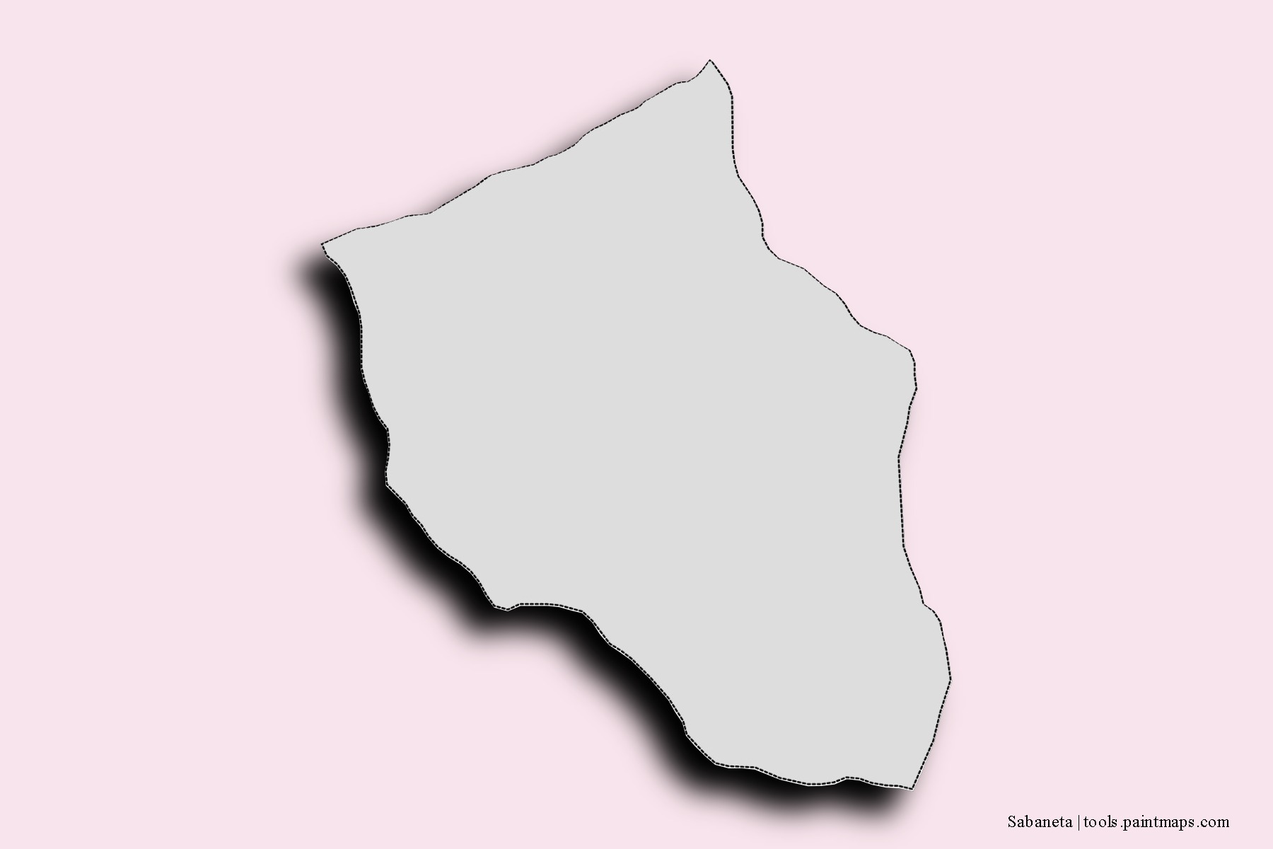 Mapa de barrios y pueblos de Sabaneta con efecto de sombra 3D