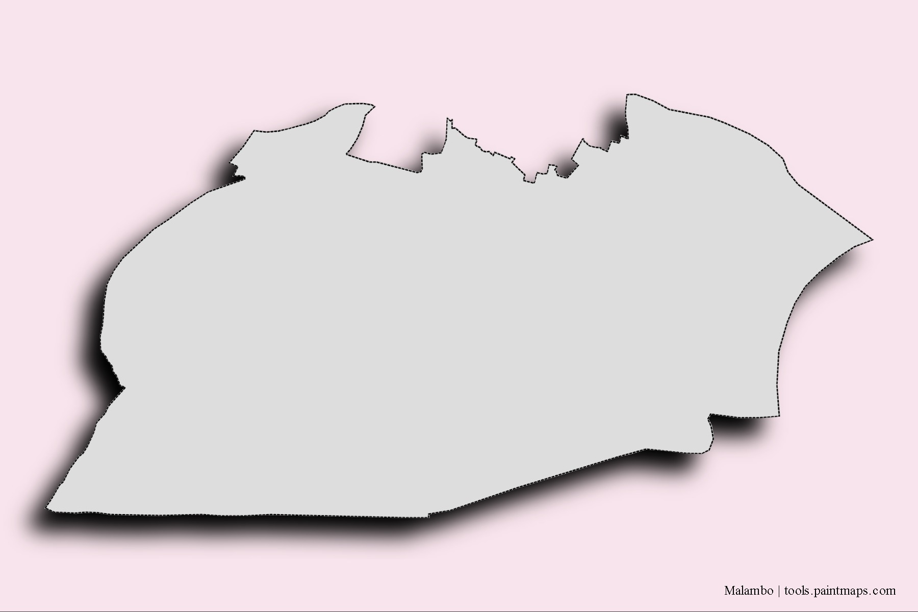 Malambo neighborhoods and villages map with 3D shadow effect