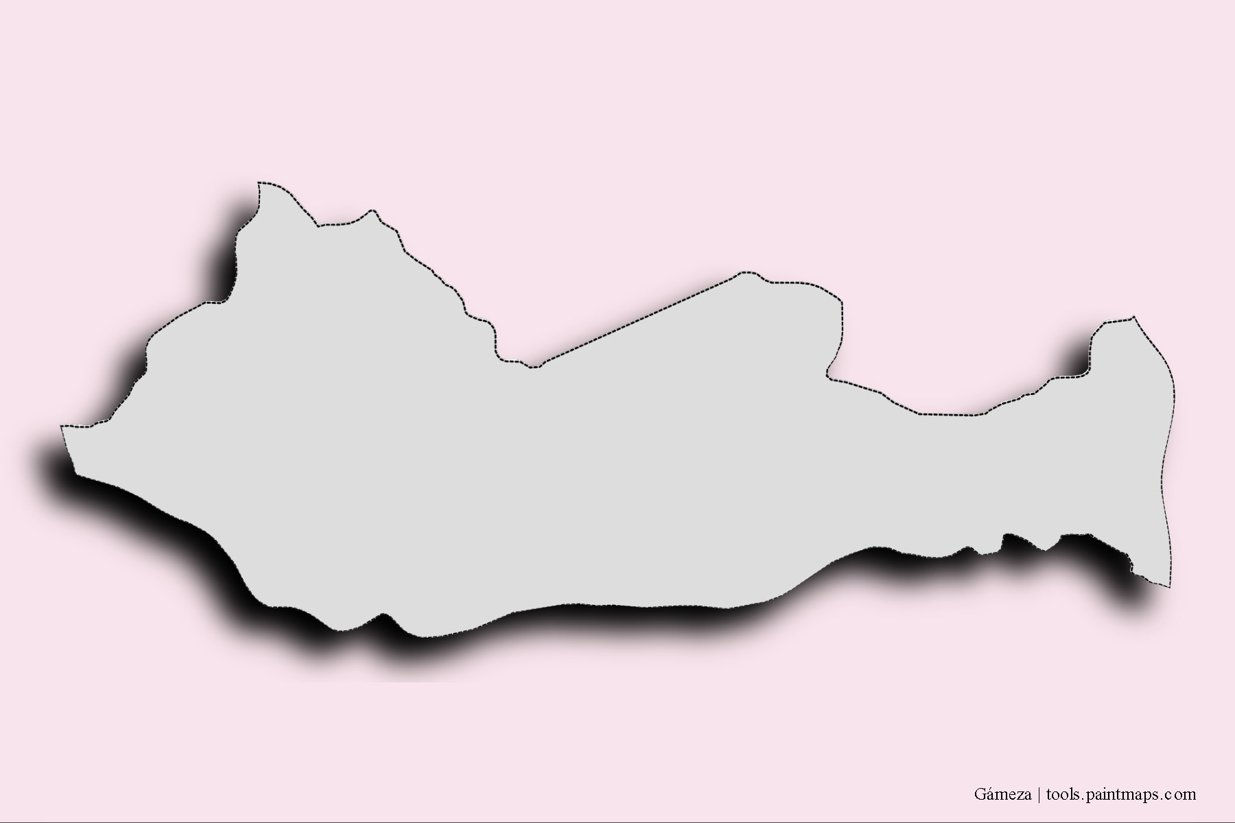 Gámeza neighborhoods and villages map with 3D shadow effect