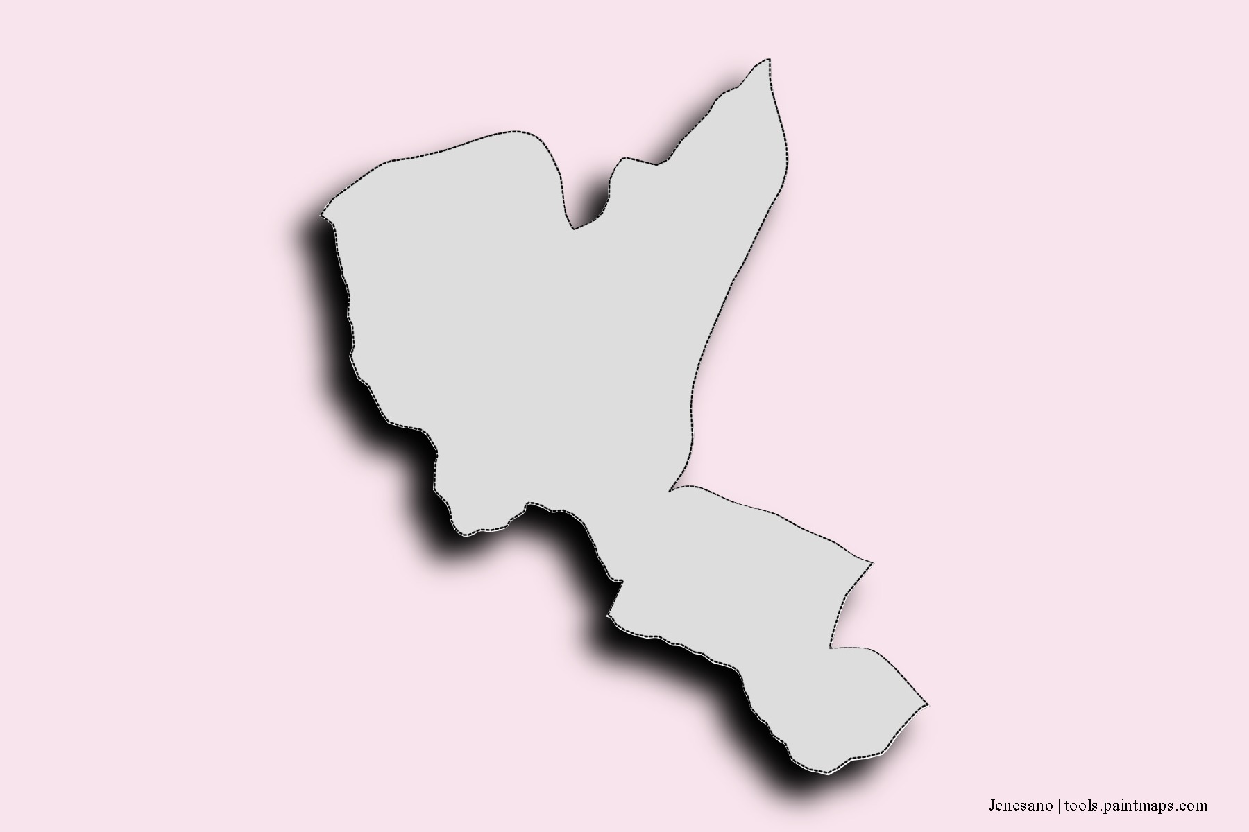 Mapa de barrios y pueblos de Jenesano con efecto de sombra 3D