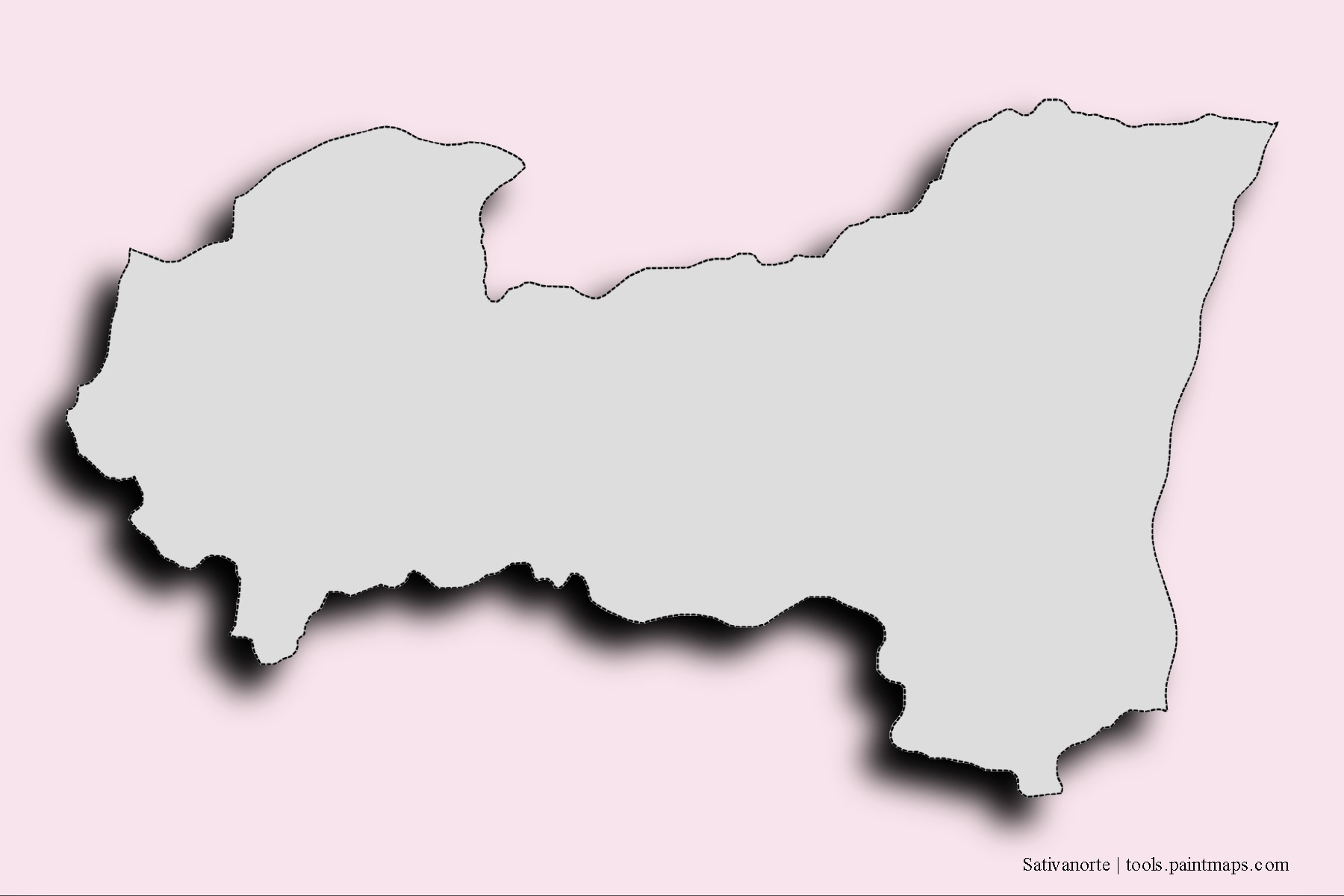 Mapa de barrios y pueblos de Sativanorte con efecto de sombra 3D