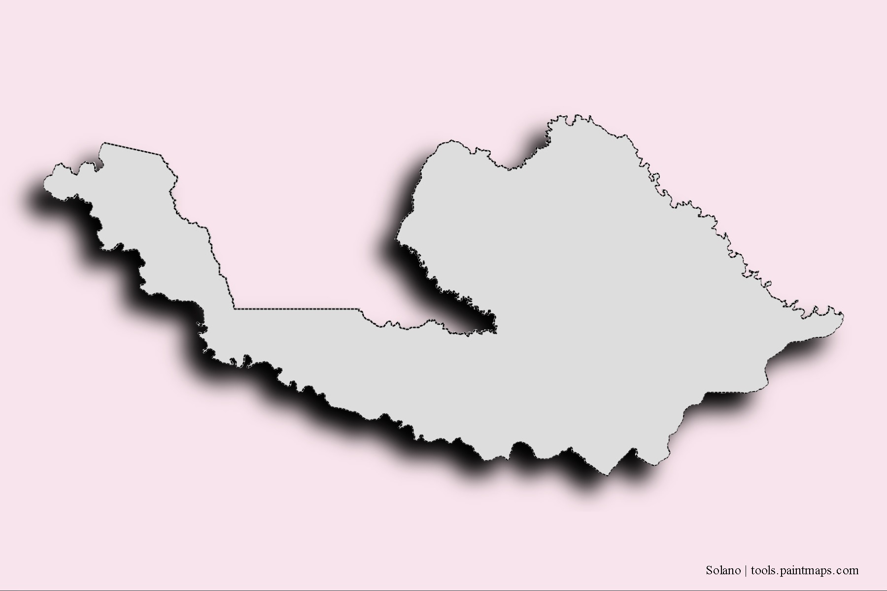 Mapa de barrios y pueblos de Solano con efecto de sombra 3D