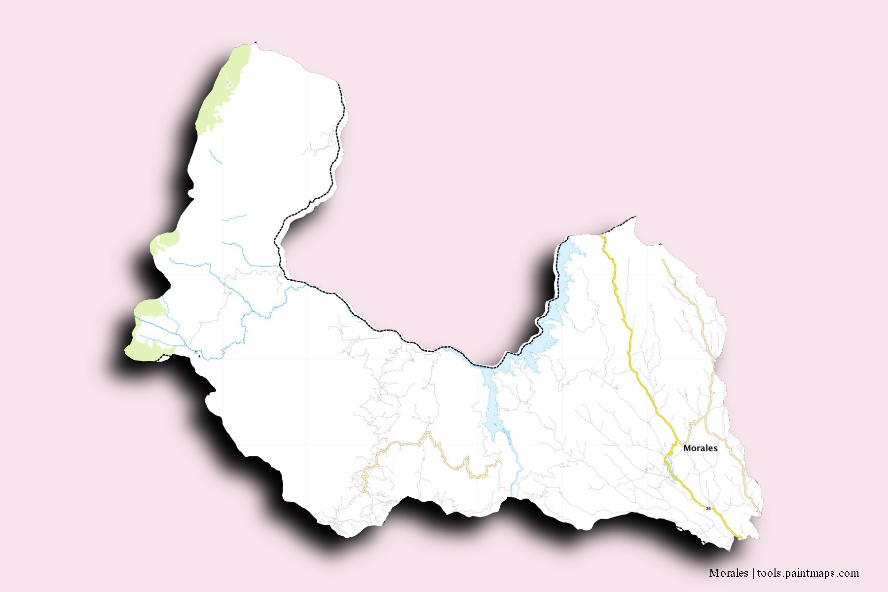 Morales neighborhoods and villages map with 3D shadow effect