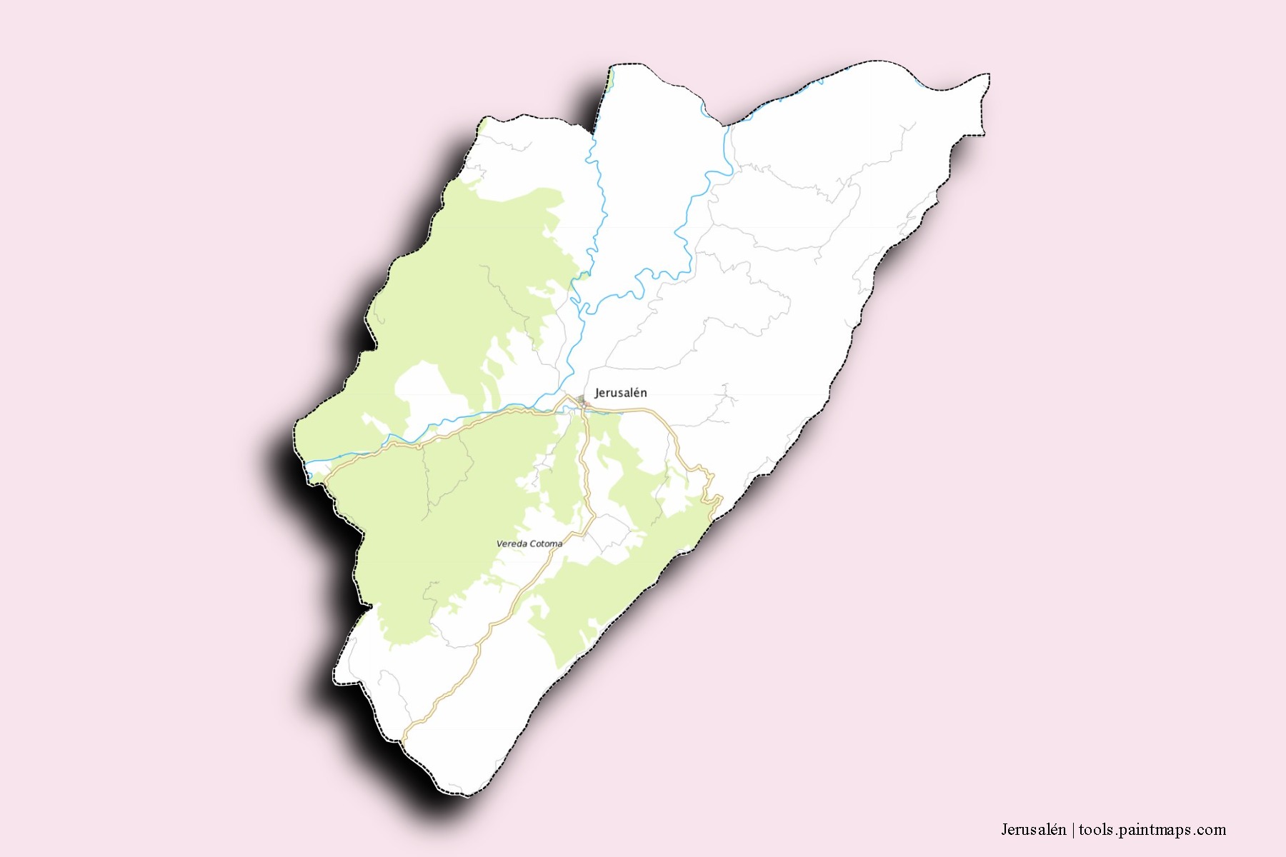 Mapa de barrios y pueblos de Jerusalén con efecto de sombra 3D