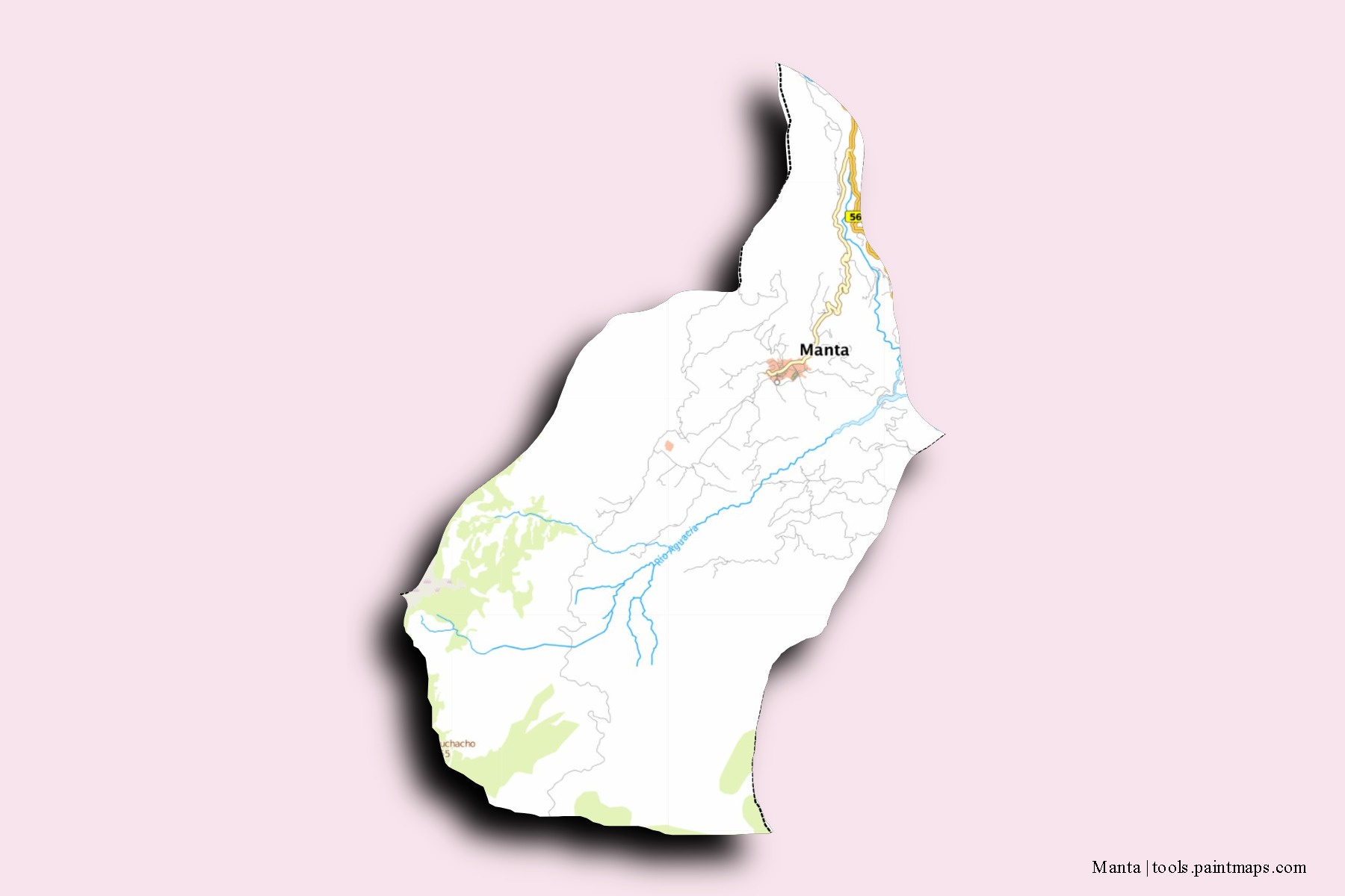 Mapa de barrios y pueblos de Manta con efecto de sombra 3D