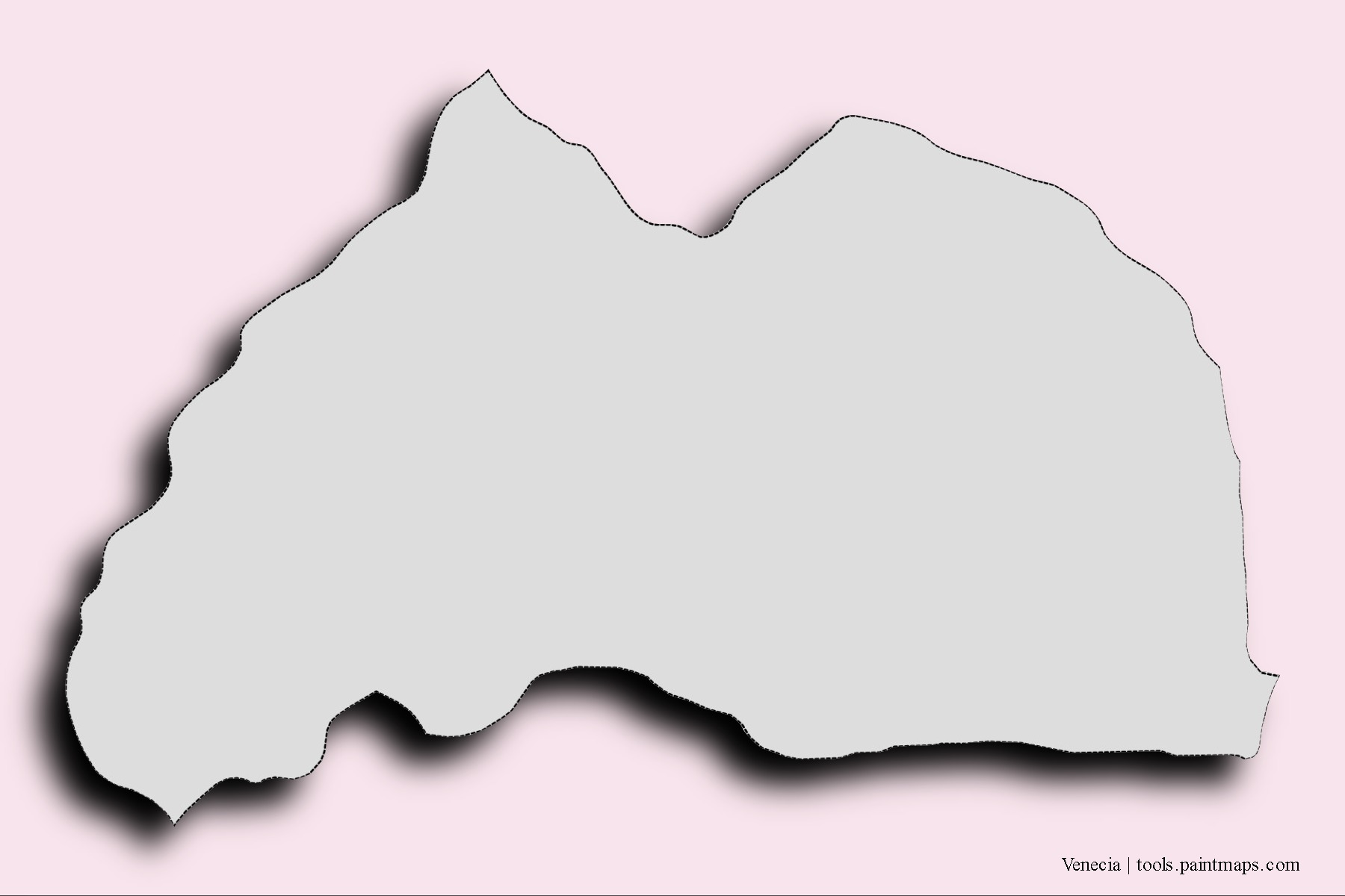 Mapa de barrios y pueblos de Venecia con efecto de sombra 3D