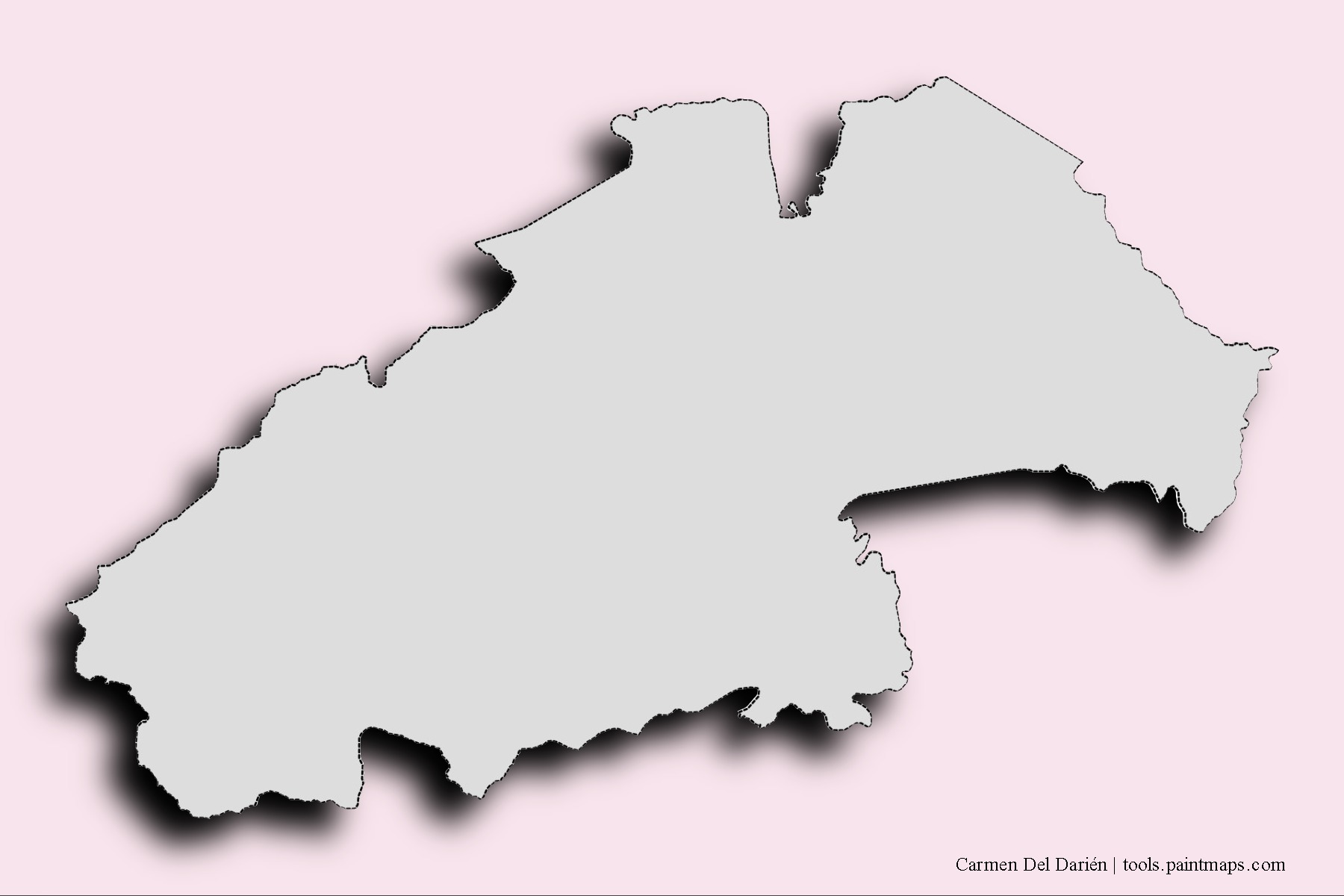 Mapa de barrios y pueblos de Carmen Del Darién con efecto de sombra 3D