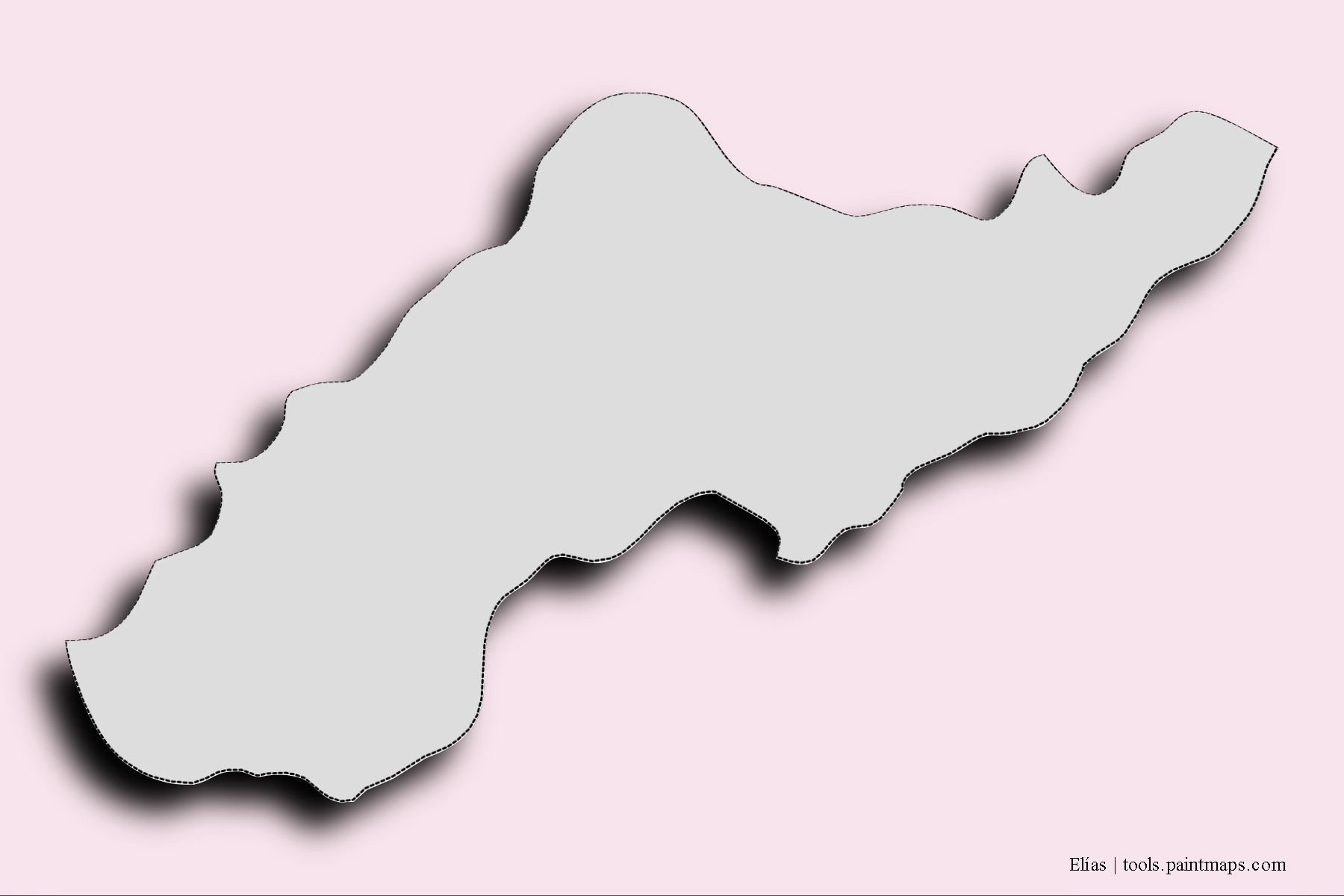 Mapa de barrios y pueblos de Elías con efecto de sombra 3D