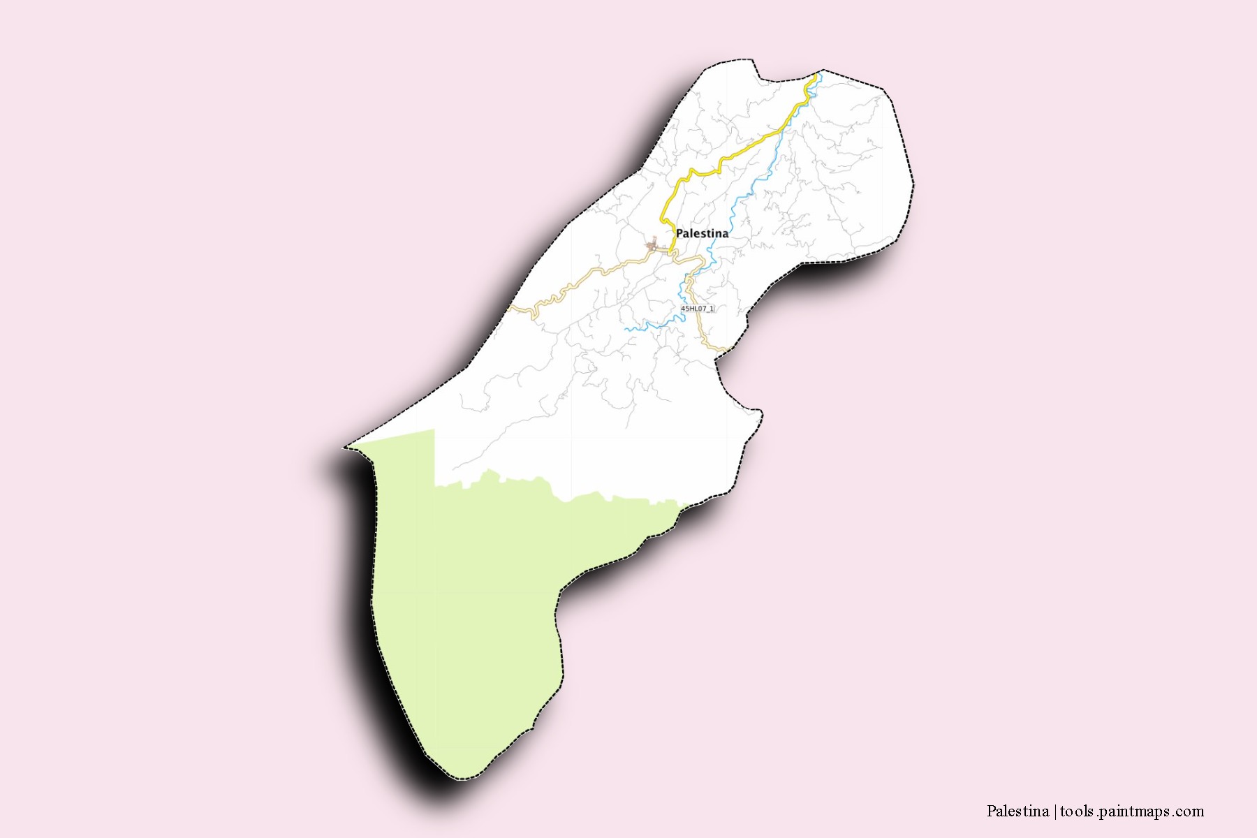 Mapa de barrios y pueblos de Palestina con efecto de sombra 3D