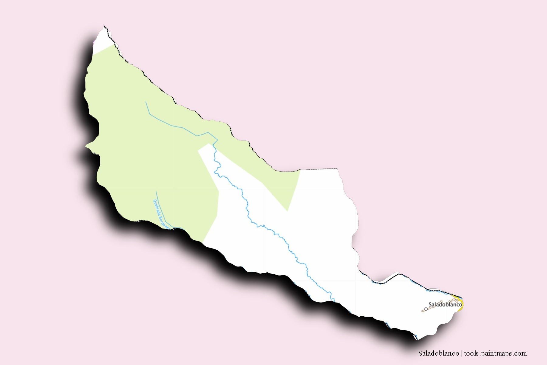 Mapa de barrios y pueblos de Saladoblanco con efecto de sombra 3D