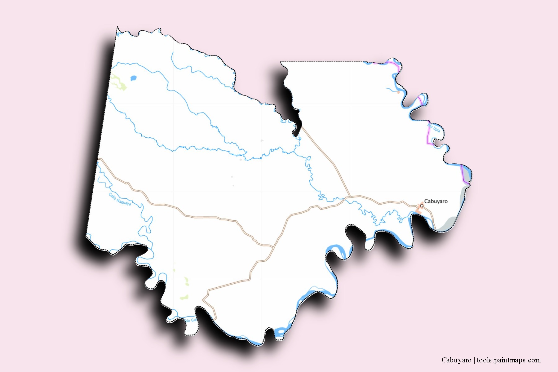 Cabuyaro neighborhoods and villages map with 3D shadow effect