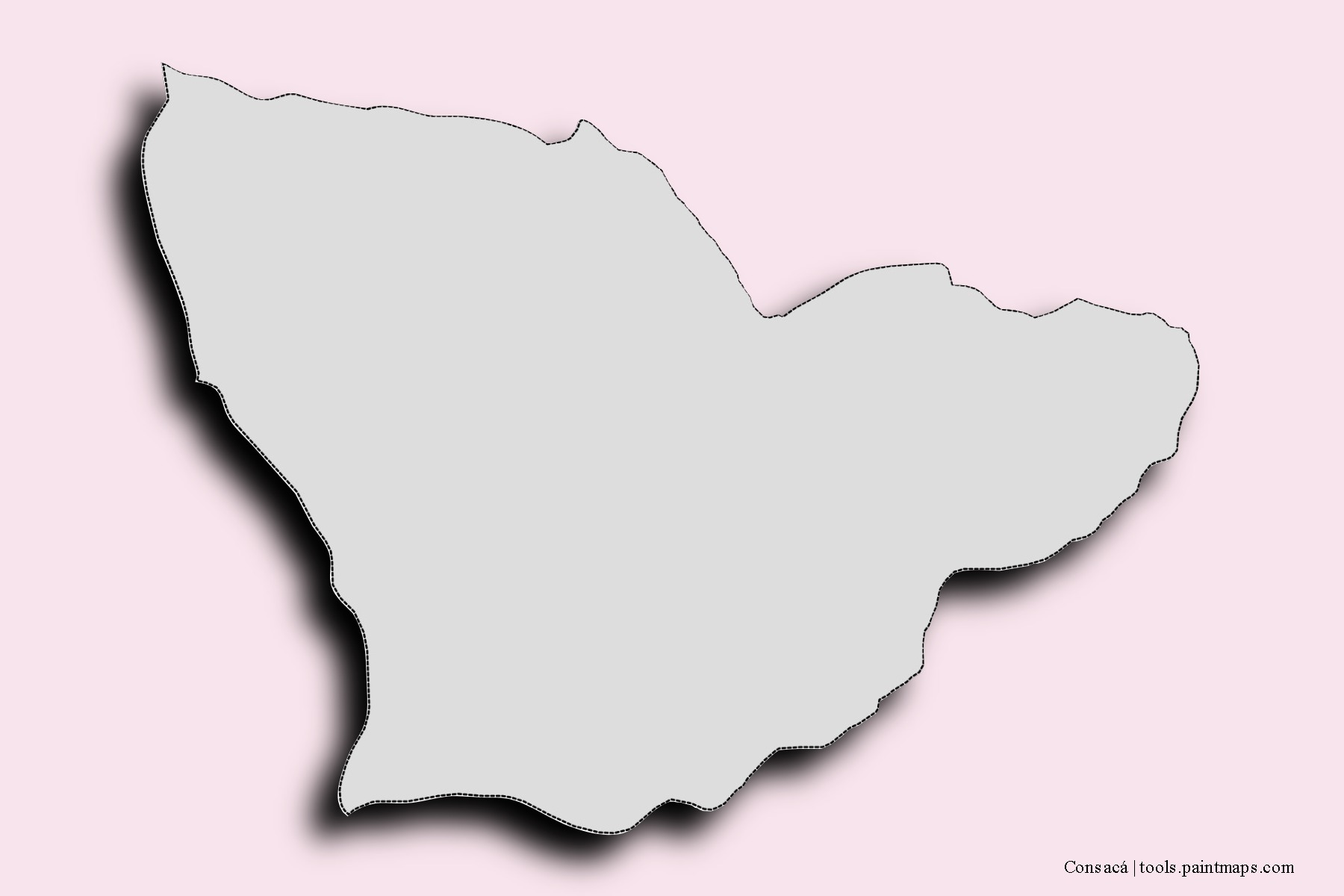 Mapa de barrios y pueblos de Consacá con efecto de sombra 3D