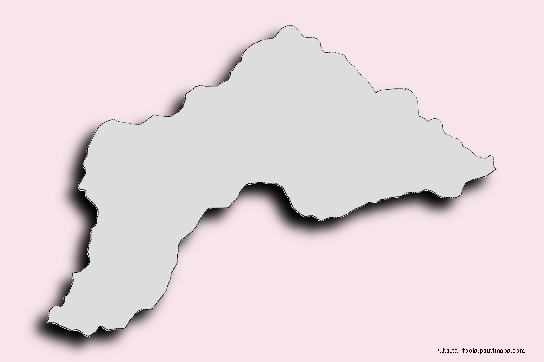 Mapa de barrios y pueblos de Charta con efecto de sombra 3D