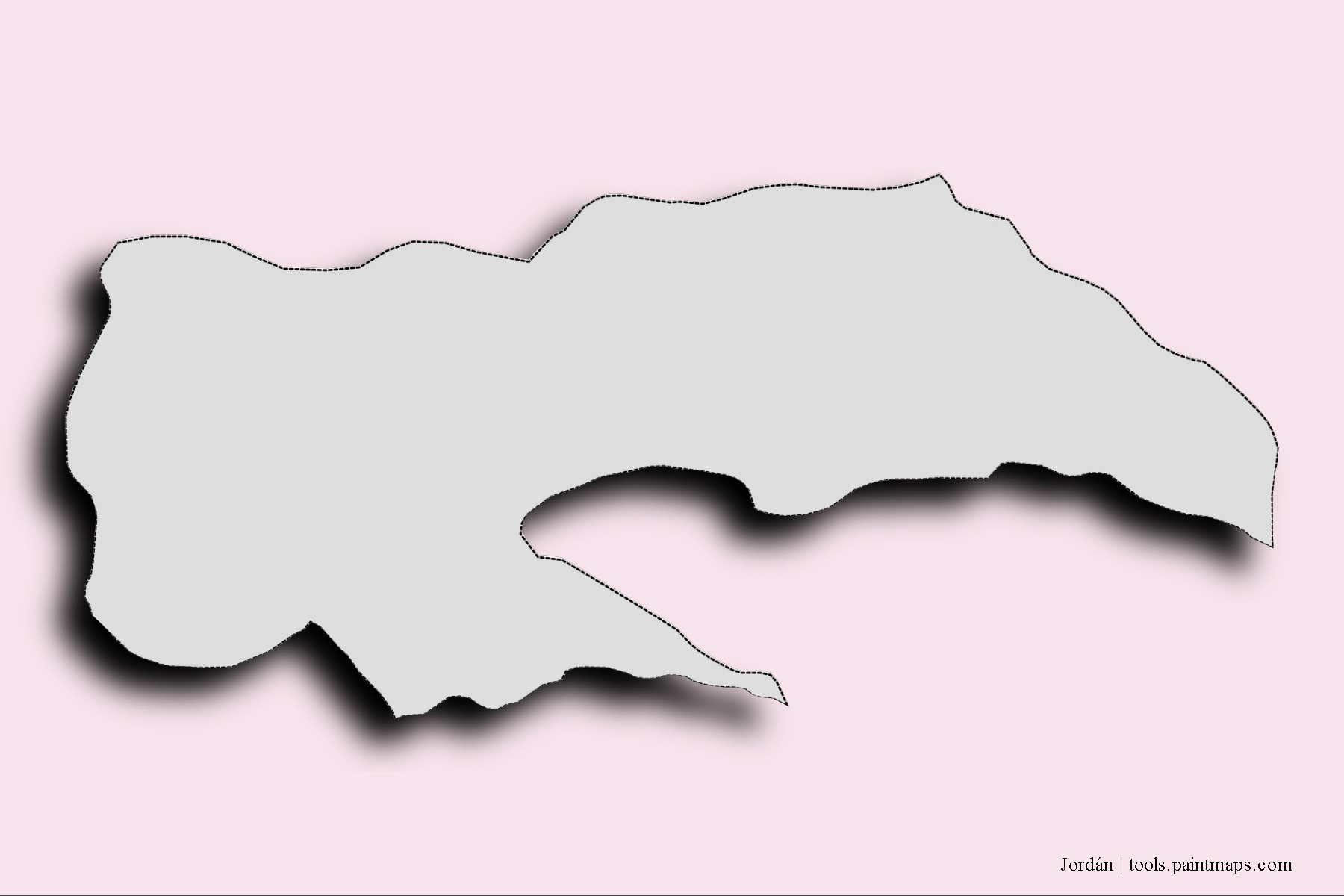 Jordán neighborhoods and villages map with 3D shadow effect