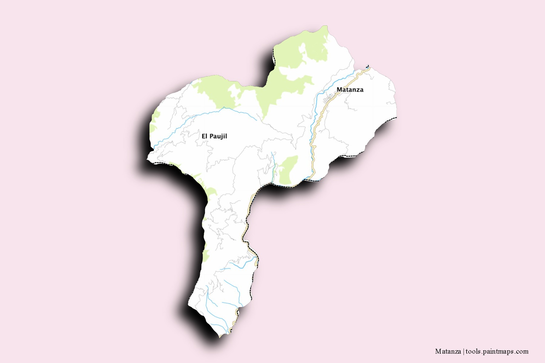 Matanza neighborhoods and villages map with 3D shadow effect