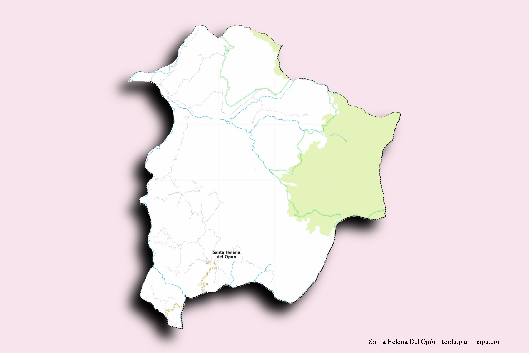 Mapa de barrios y pueblos de Santa Helena Del Opón con efecto de sombra 3D