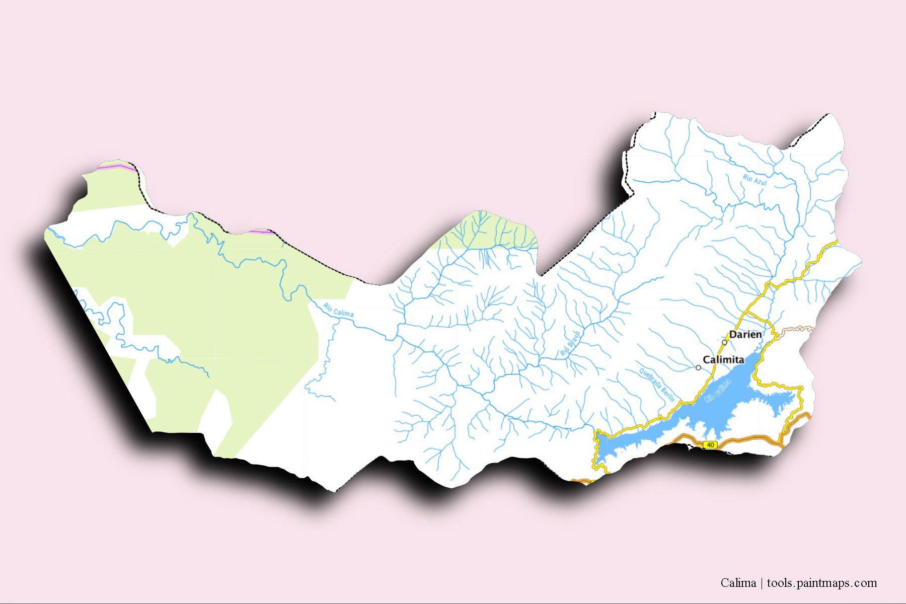 Calima neighborhoods and villages map with 3D shadow effect