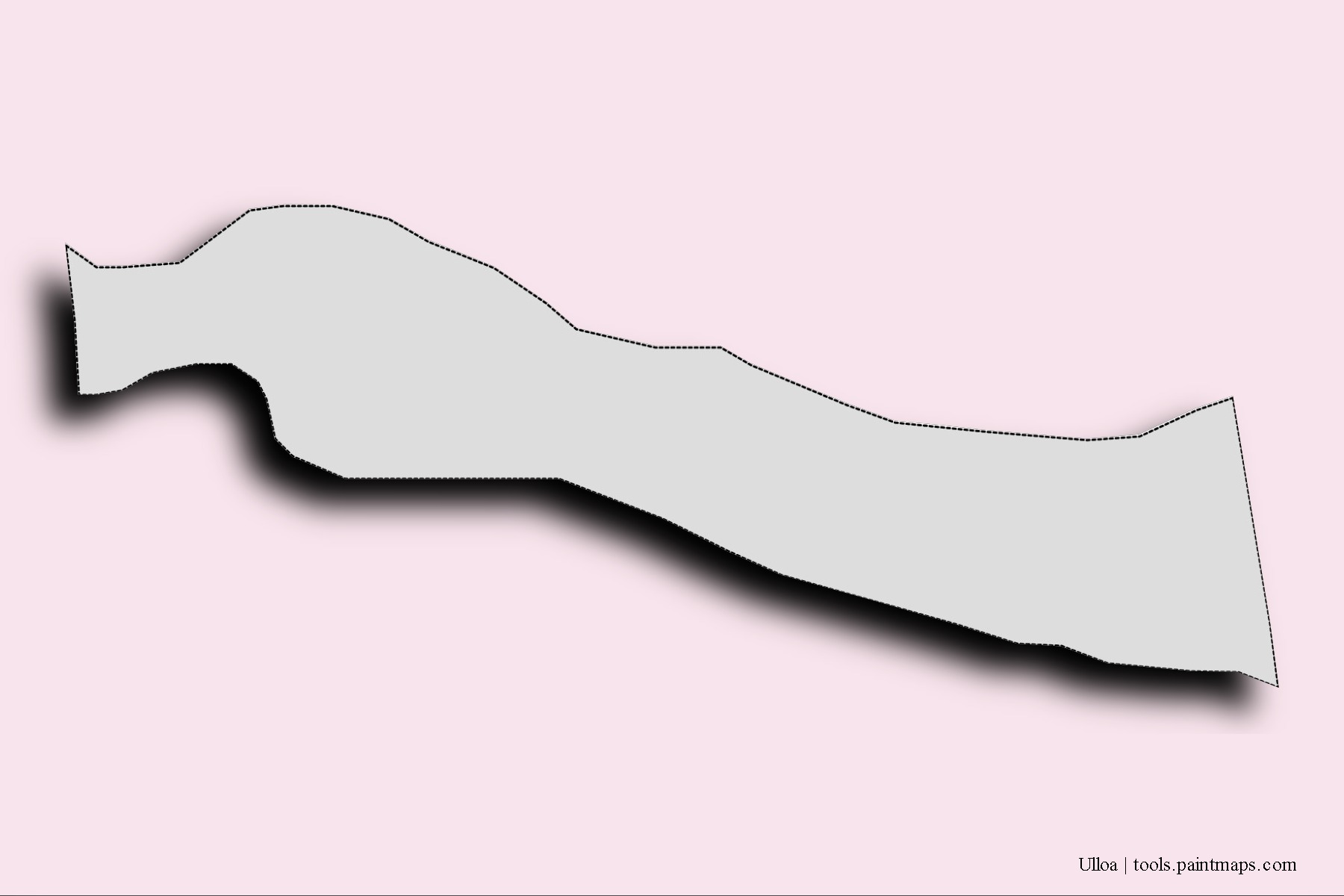 Mapa de barrios y pueblos de Ulloa con efecto de sombra 3D