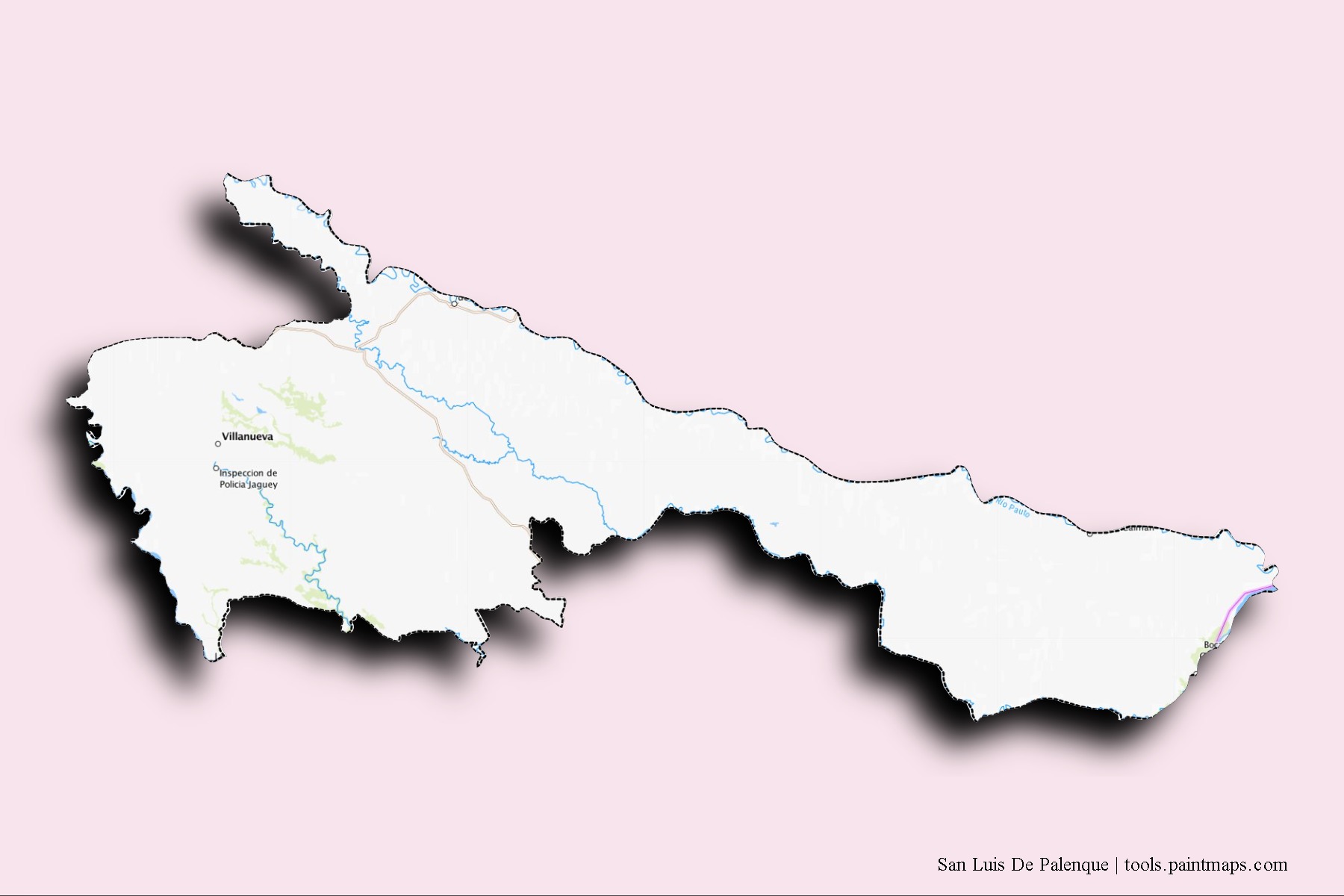 Mapa de barrios y pueblos de San Luis De Palenque con efecto de sombra 3D