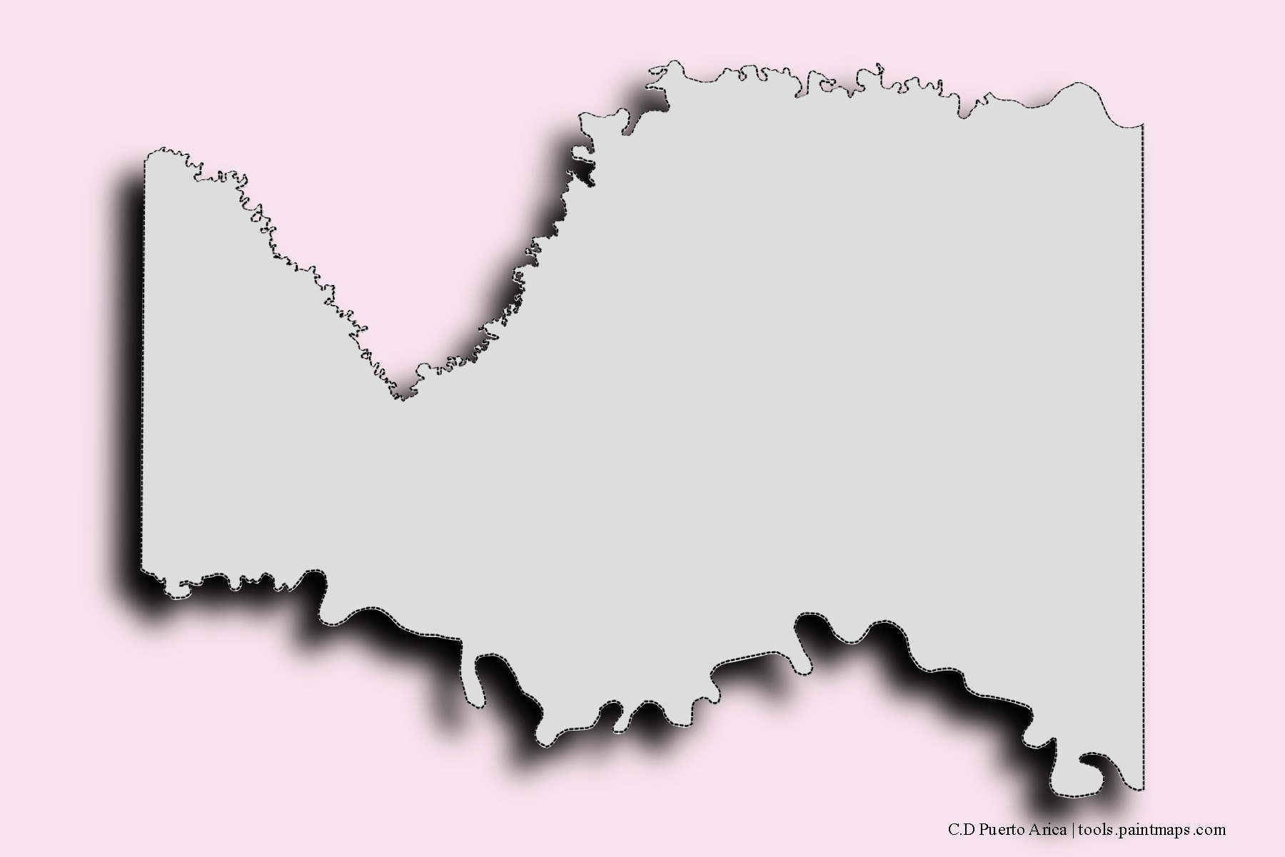 C.D Puerto Arica neighborhoods and villages map with 3D shadow effect