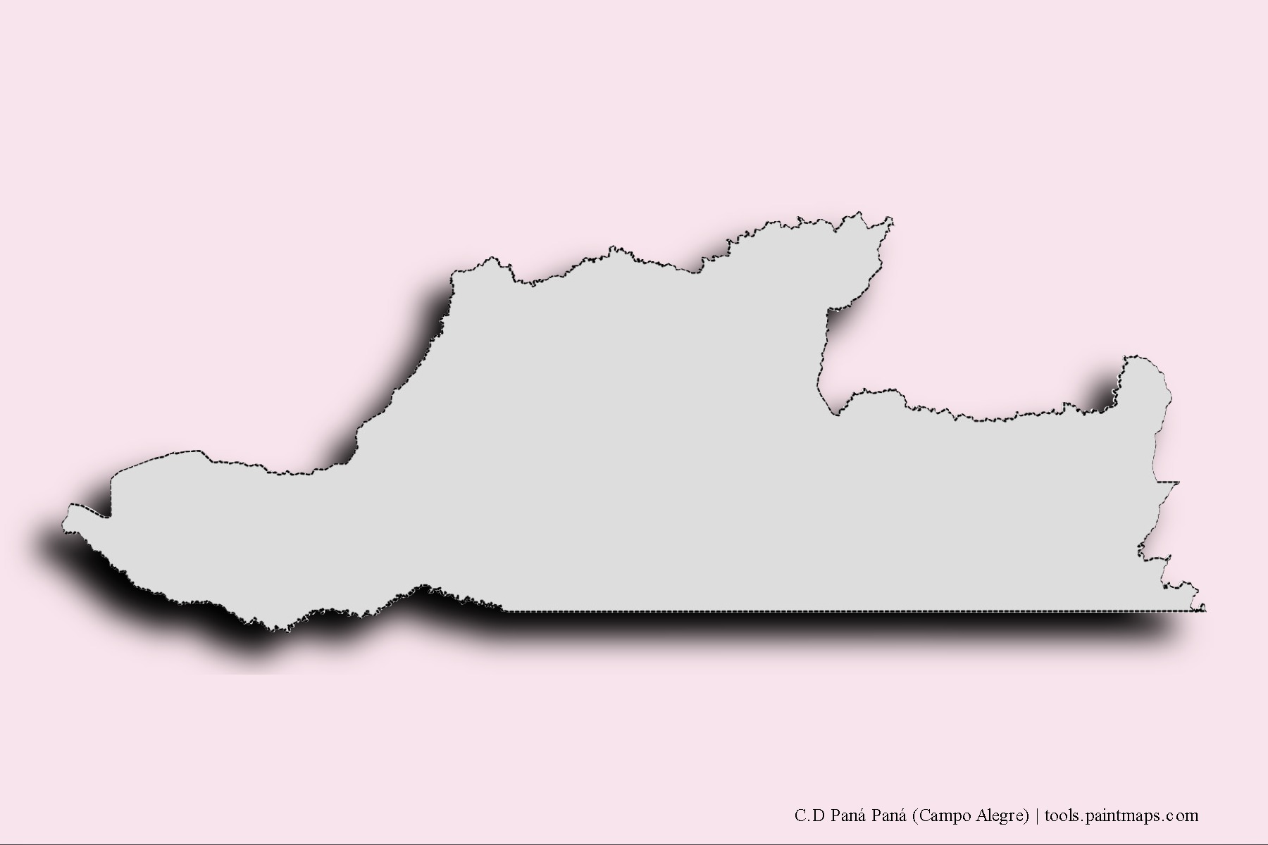 Mapa de barrios y pueblos de C.D Paná Paná (Campo Alegre) con efecto de sombra 3D