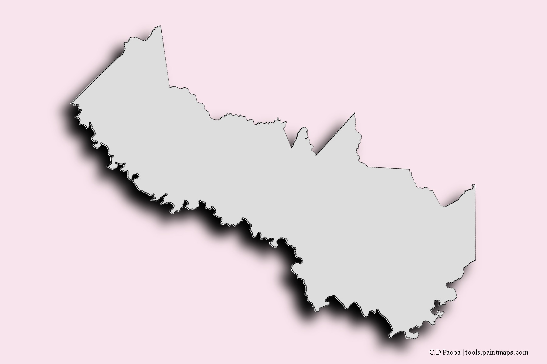 Mapa de barrios y pueblos de C.D Pacoa con efecto de sombra 3D