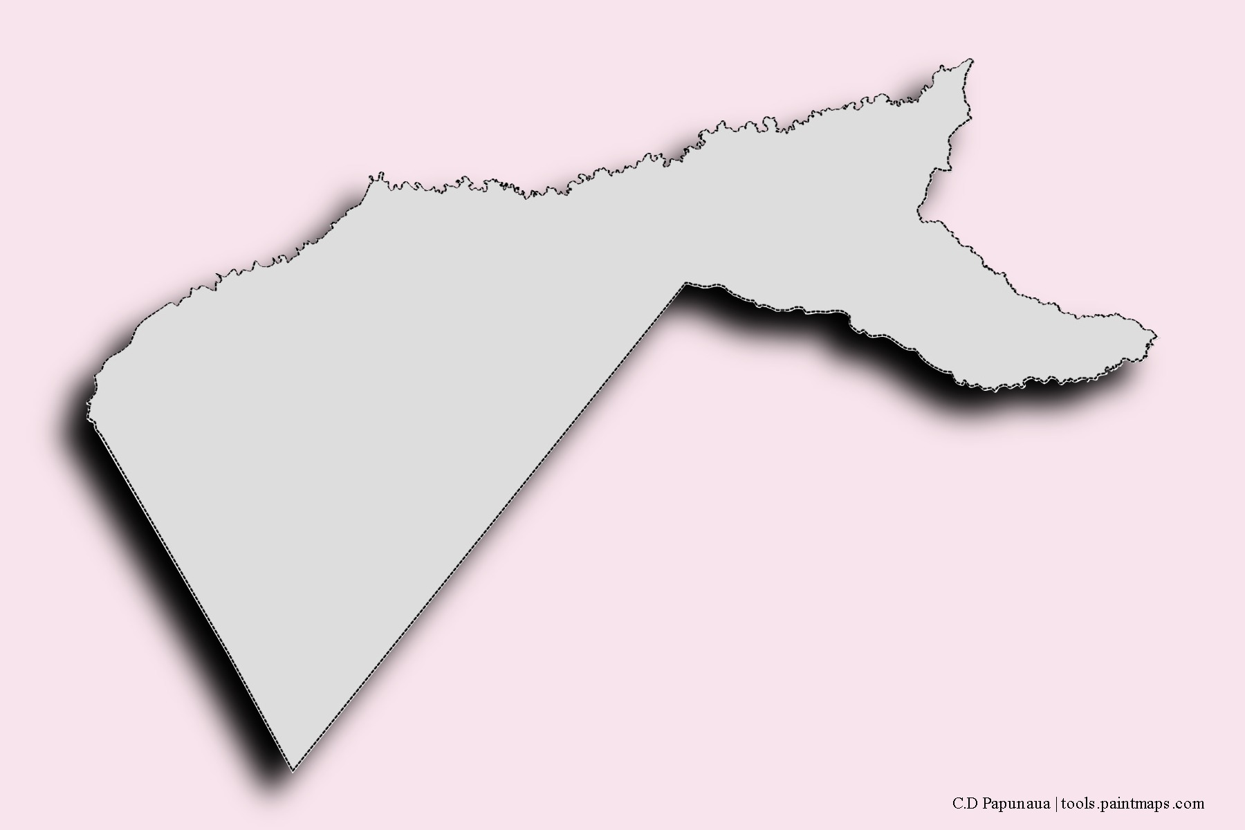 Papunahua neighborhoods and villages map with 3D shadow effect