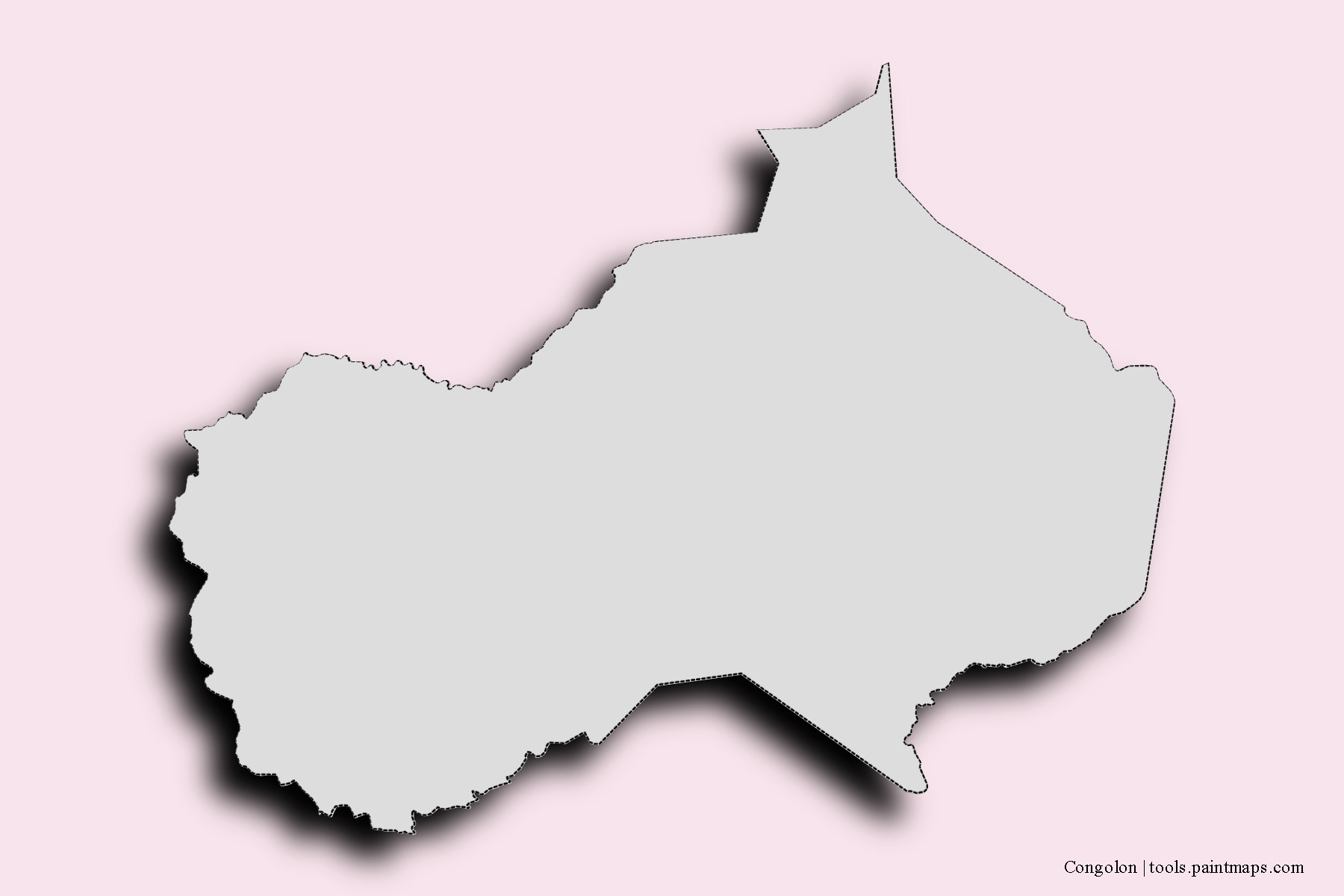 Mapa de barrios y pueblos de Congolon con efecto de sombra 3D