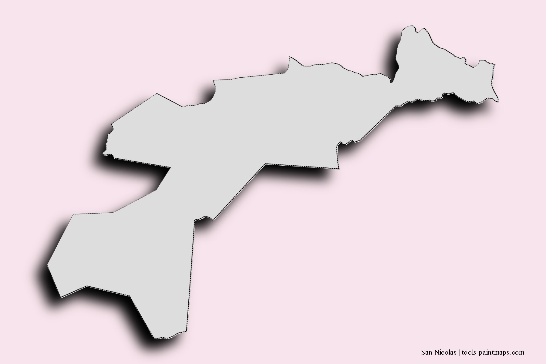 Mapa de barrios y pueblos de San Nicolas con efecto de sombra 3D