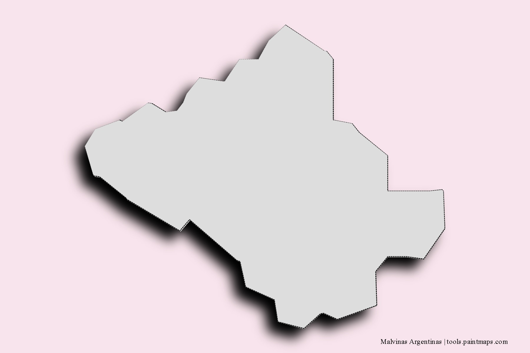 Mapa de barrios y pueblos de Malvinas Argentinas con efecto de sombra 3D